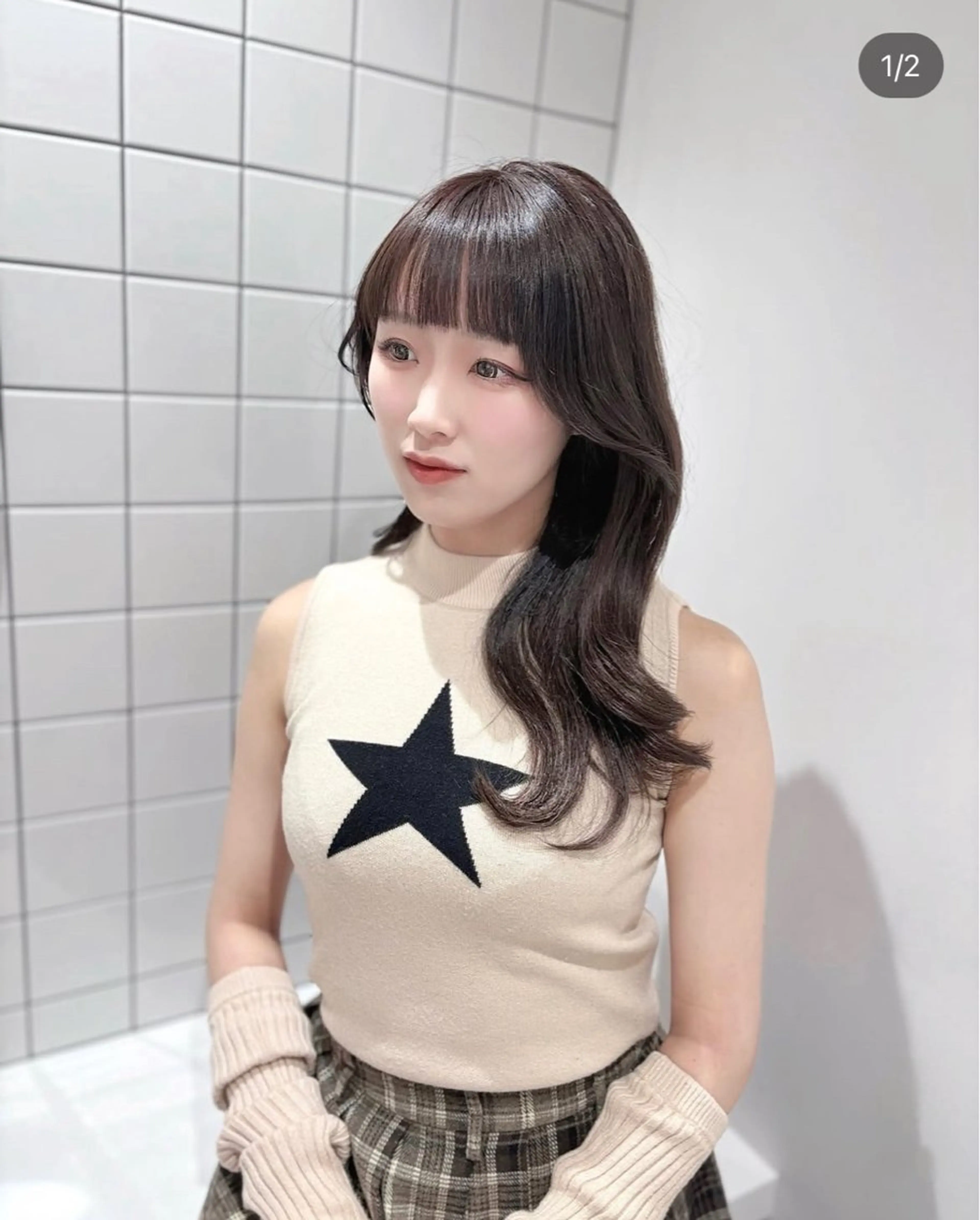 ロング カラー ヘアアレンジ 小顔見えカット/ 韓国レイヤー🇰🇷のヘアスタイル