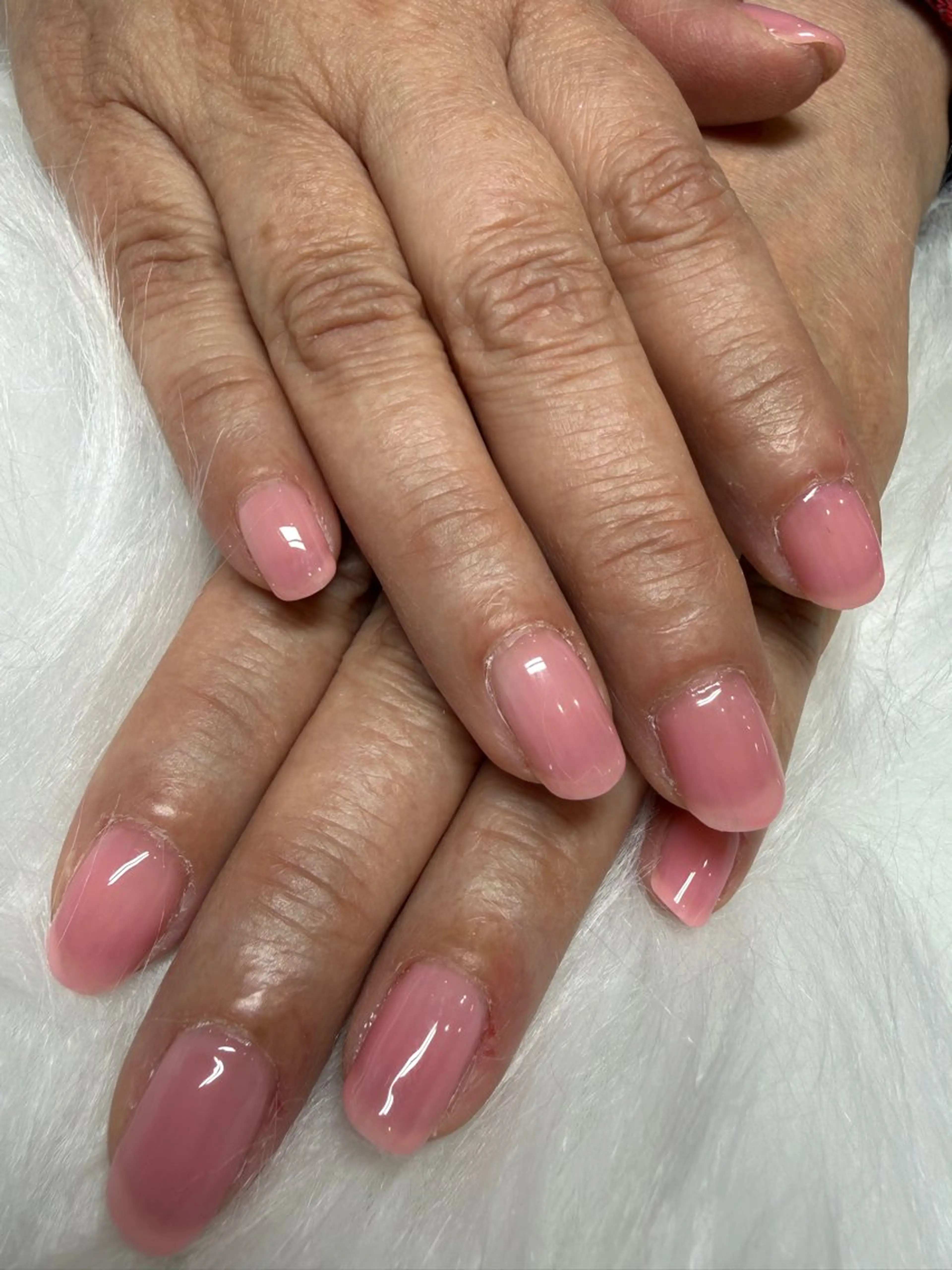 【Jr.ネイリストメニュー地域最安値】オフありハンドワンカラー•ラメグラデーション練習モデルの写真