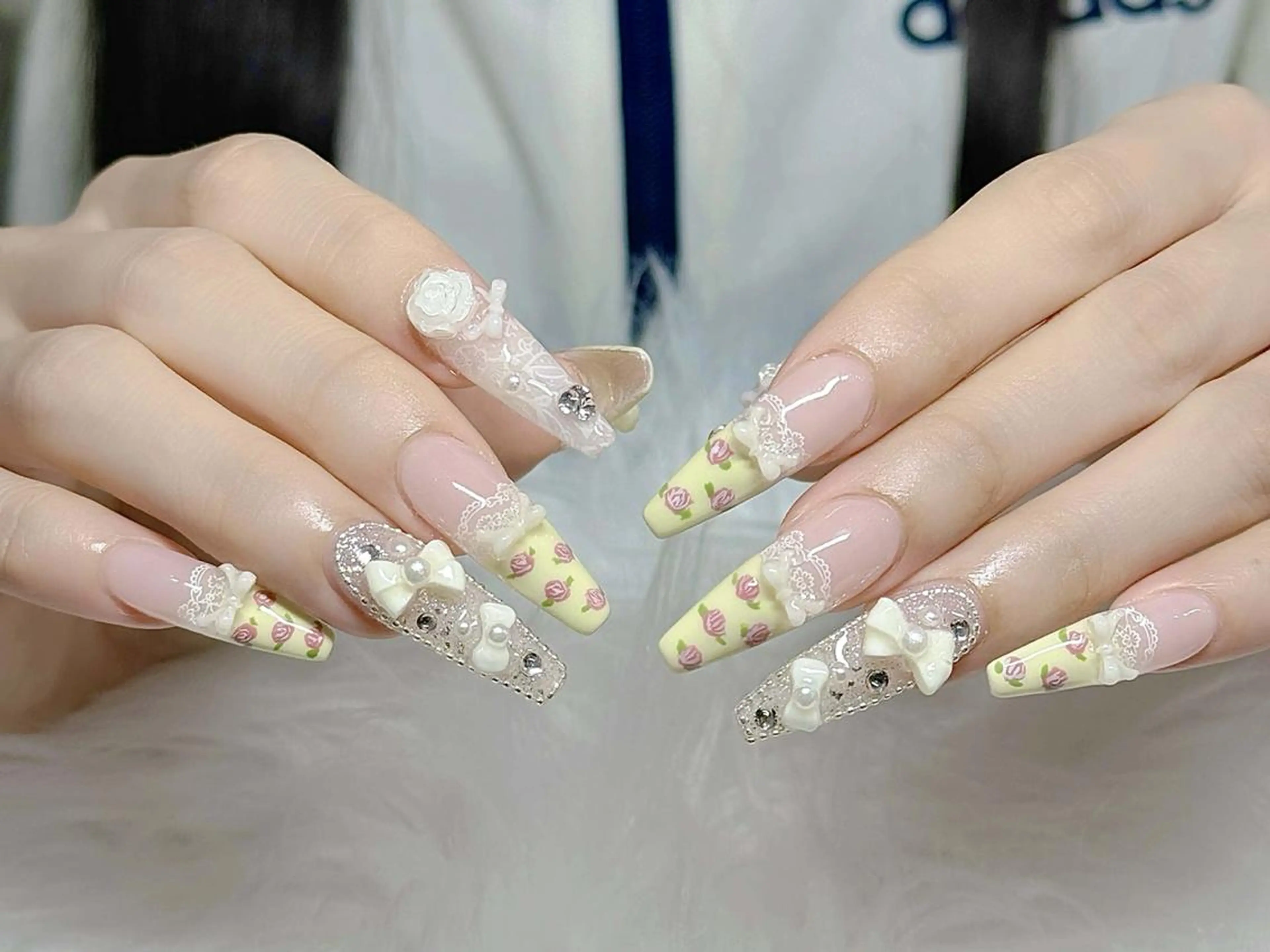 【XL~2XL チップ長さだし】EXTRA LONG アート+パーツつけ放題の写真