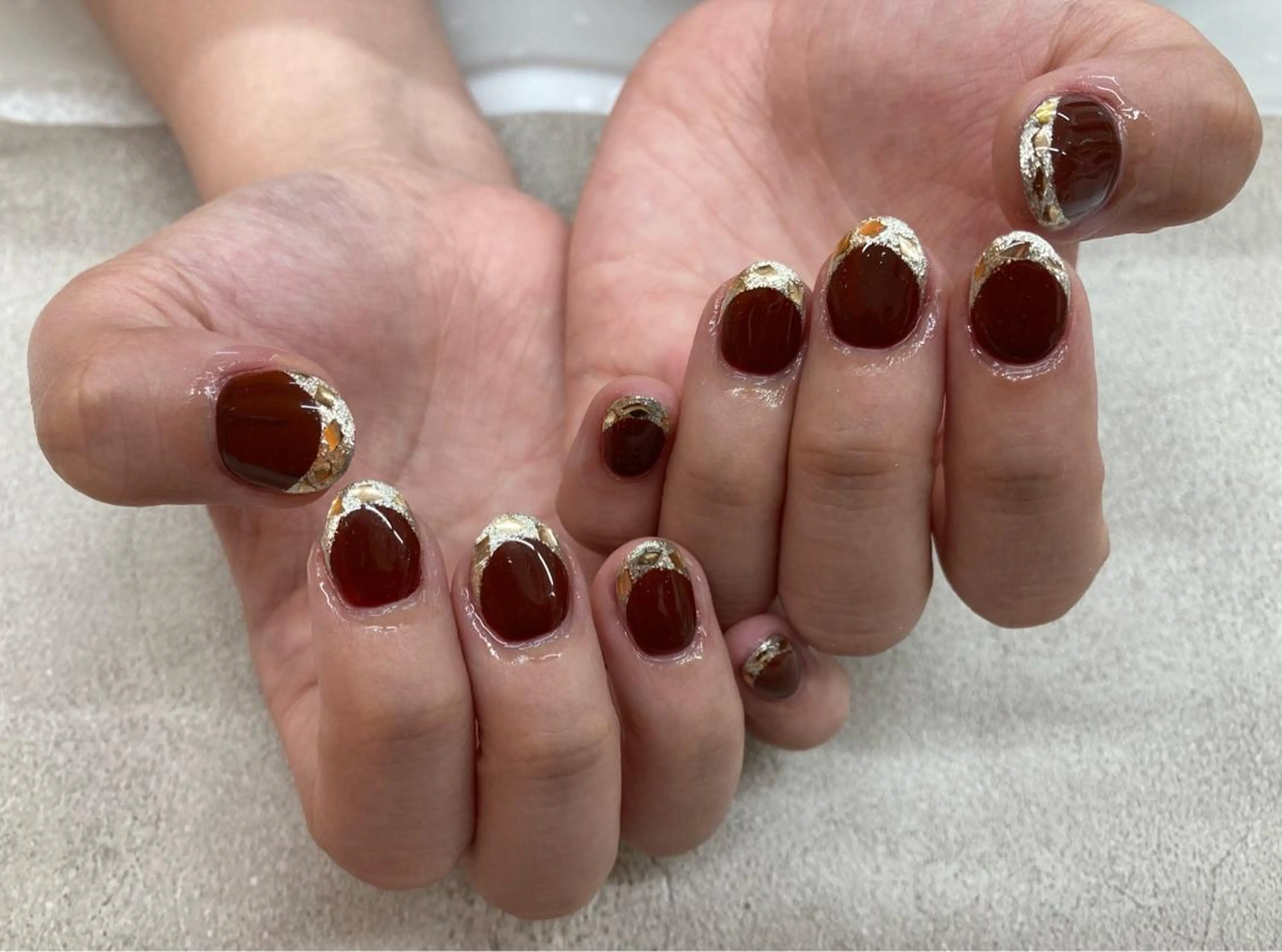 ネイル フレンチネイル ガラスフレンチ Maple saronのネイルデザイン