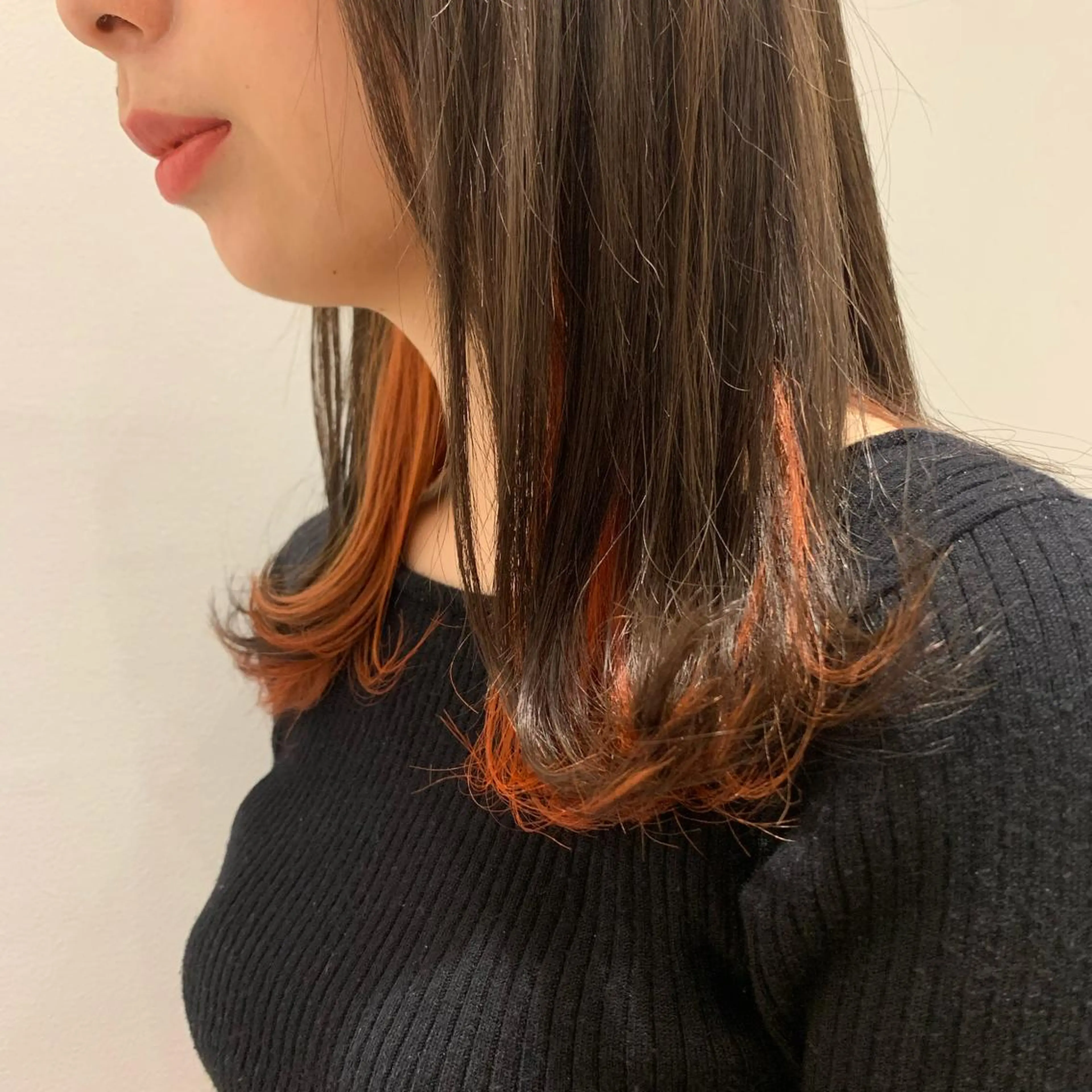ロング カラー インナーカラー オレンジ 和歌山韓国ヘア🌙 MOEのヘアスタイル