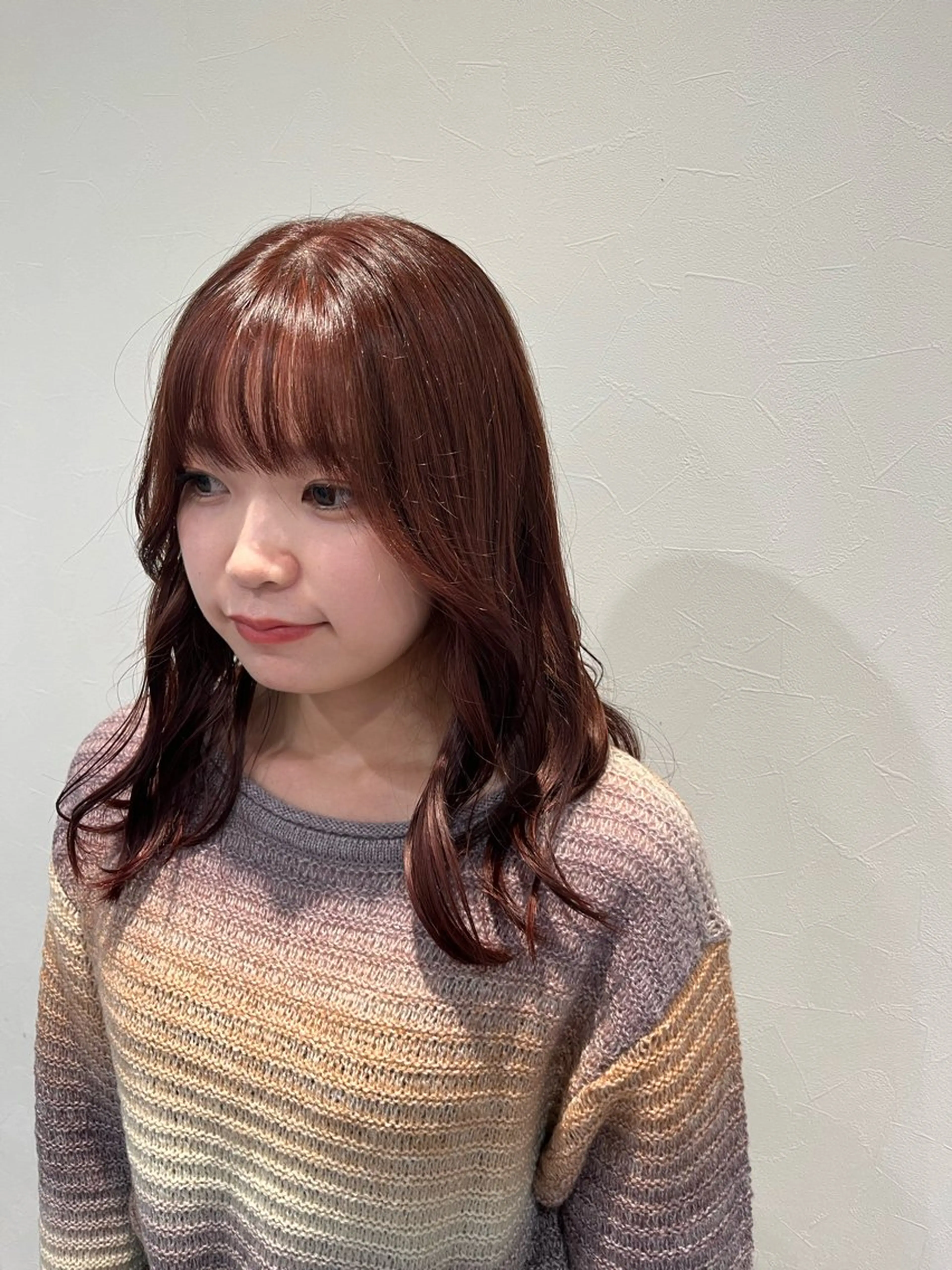 セミロング カラー ブラウンカラー ピンクカラー ピンクブラウン anon Loemのヘアスタイル