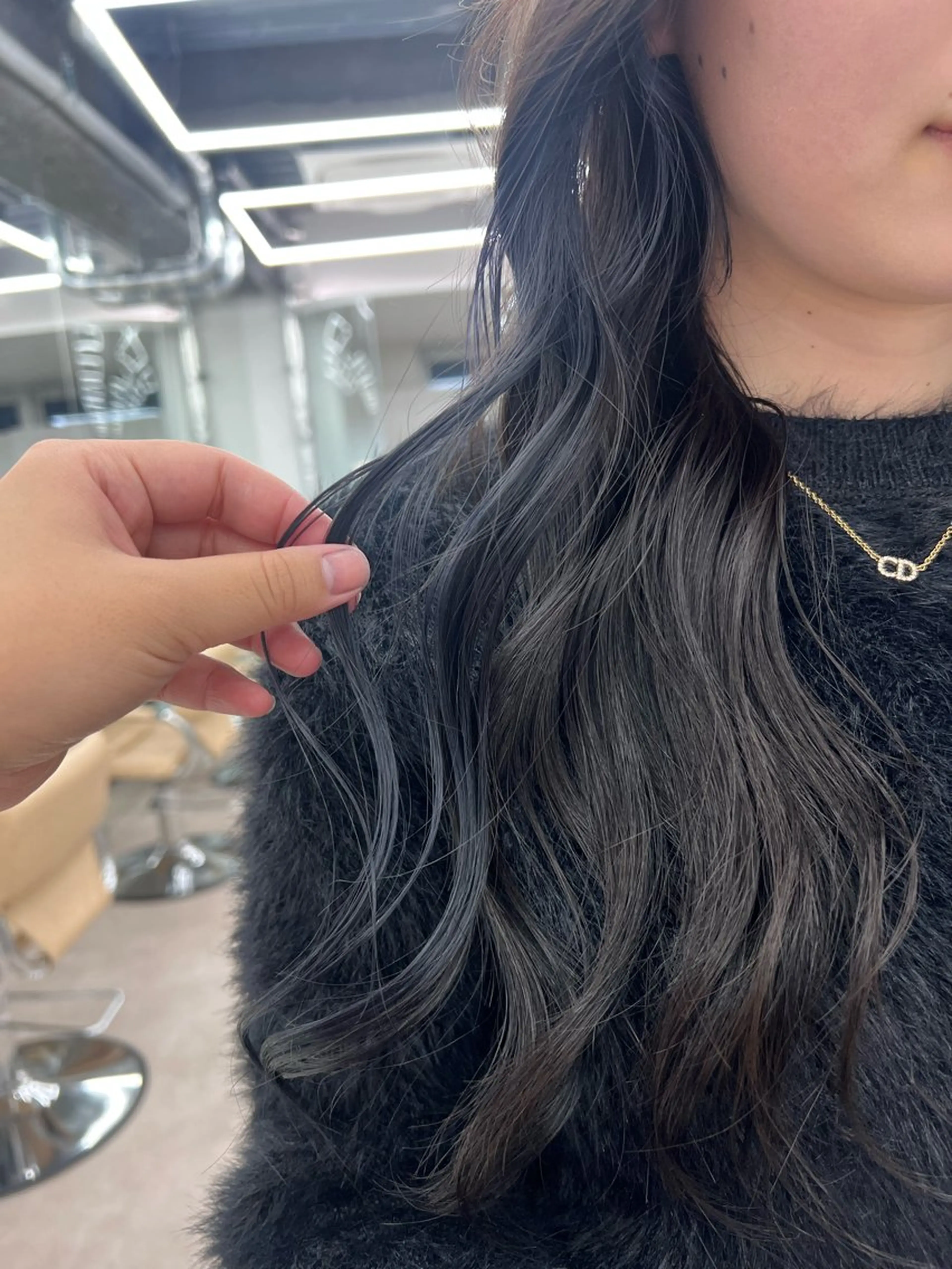 ロング カラー ブルーカラー ネイビーカラー ヘアカラー ✨ブリーチ/顔周り レイヤー¦YUKA✨のヘアスタイル