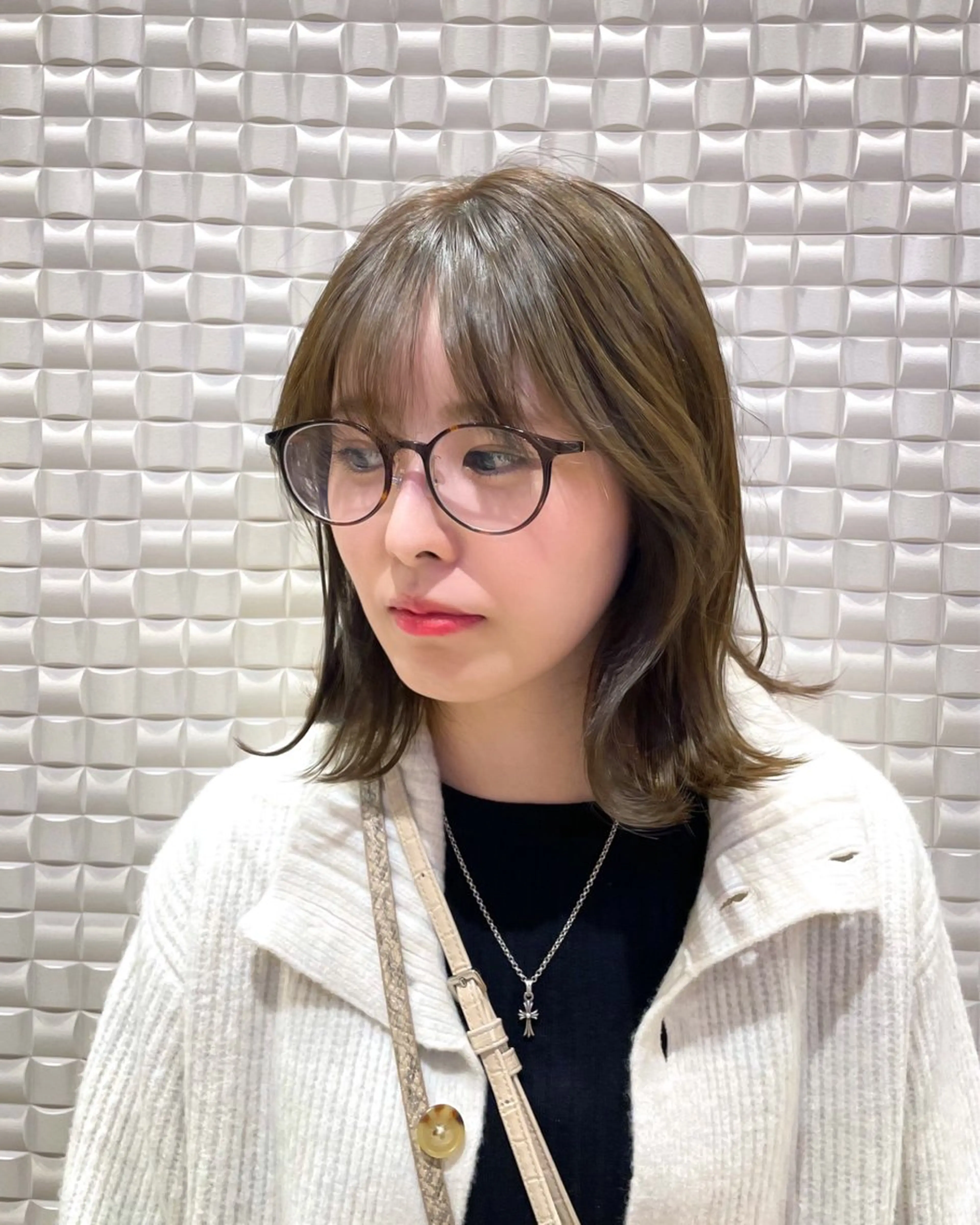 ミディアム カラー ヘアカラー ren ボブロブ/ミディアムのヘアスタイル