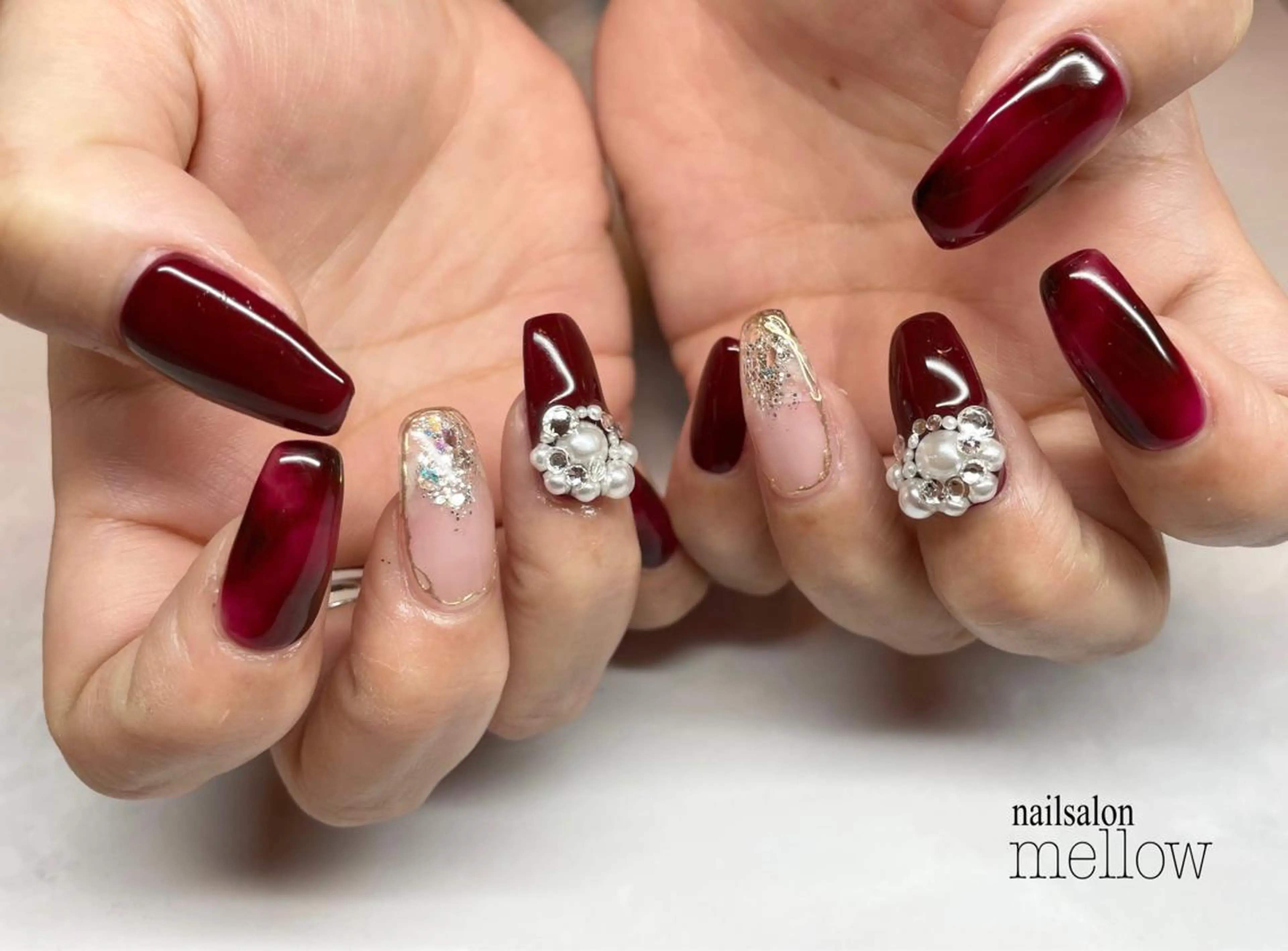 ネイル べっ甲ネイル 赤色 大山 浩美のネイルデザイン