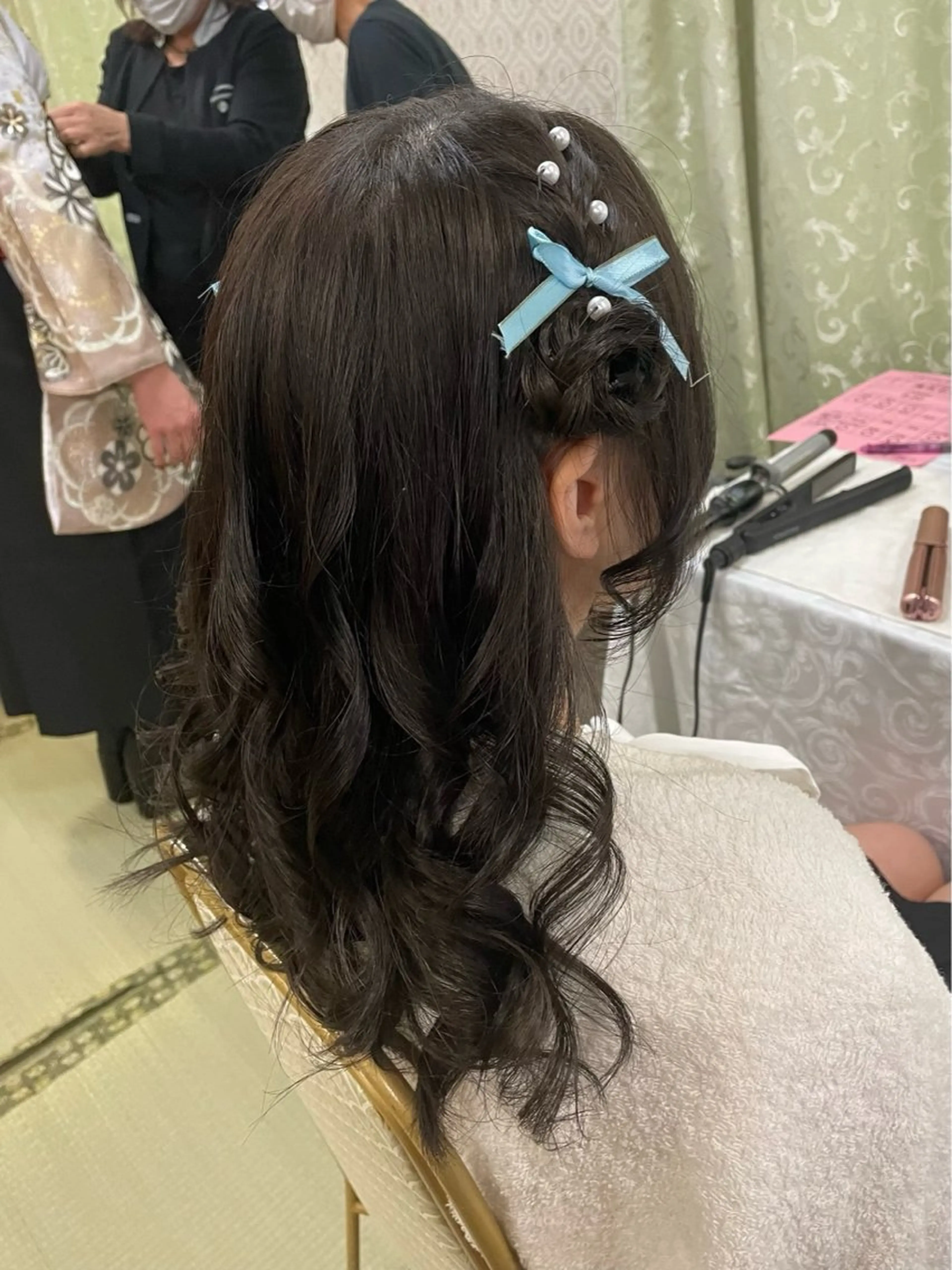 セミロング ヘアアレンジ ハーフアップ ヘアセット ユ ミのヘアスタイル