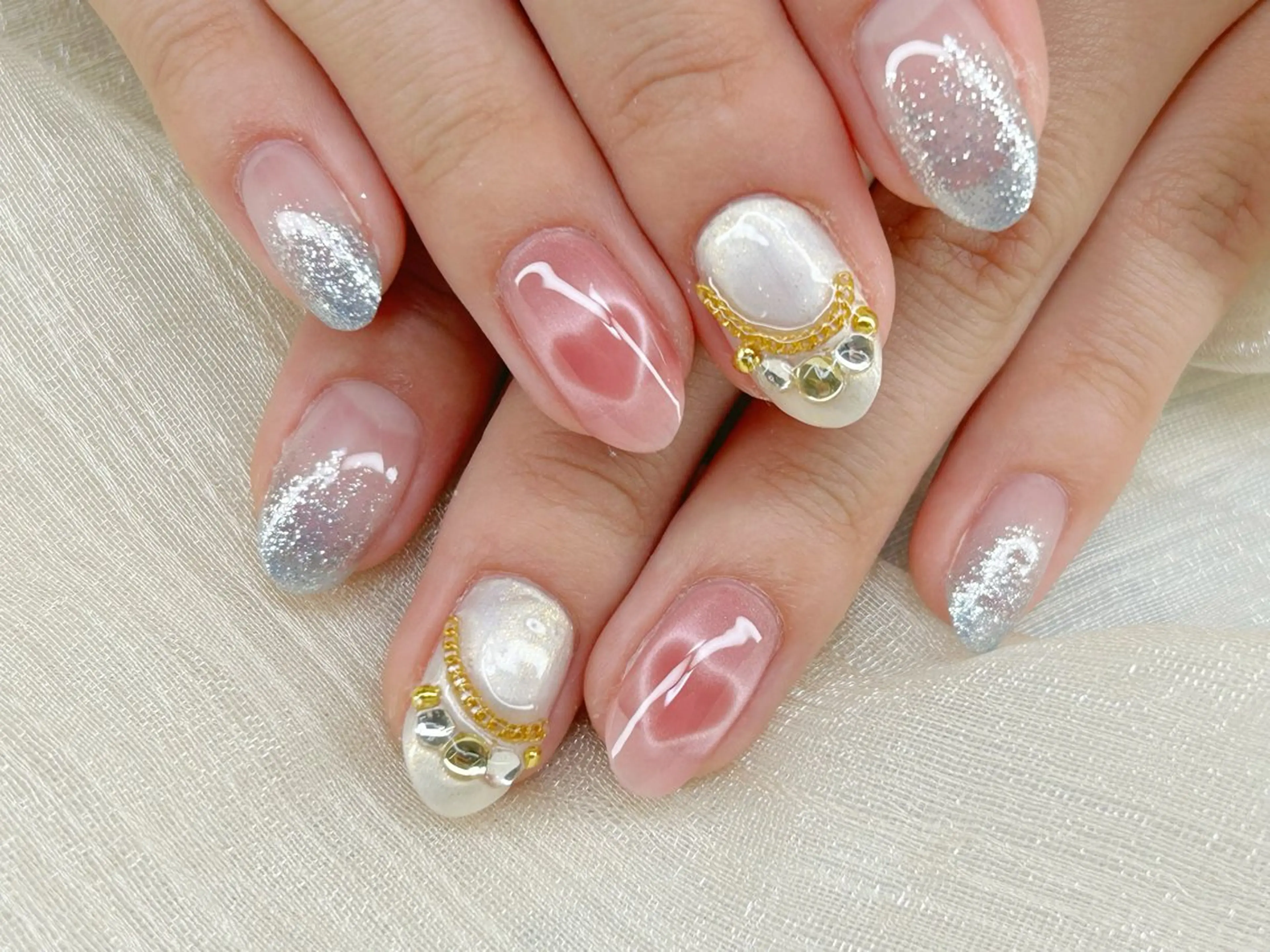 ネイル アートネイル 成人式 長さ出し フットネイル マグネットネイル ハンドネイル Lino Nailのネイルデザイン