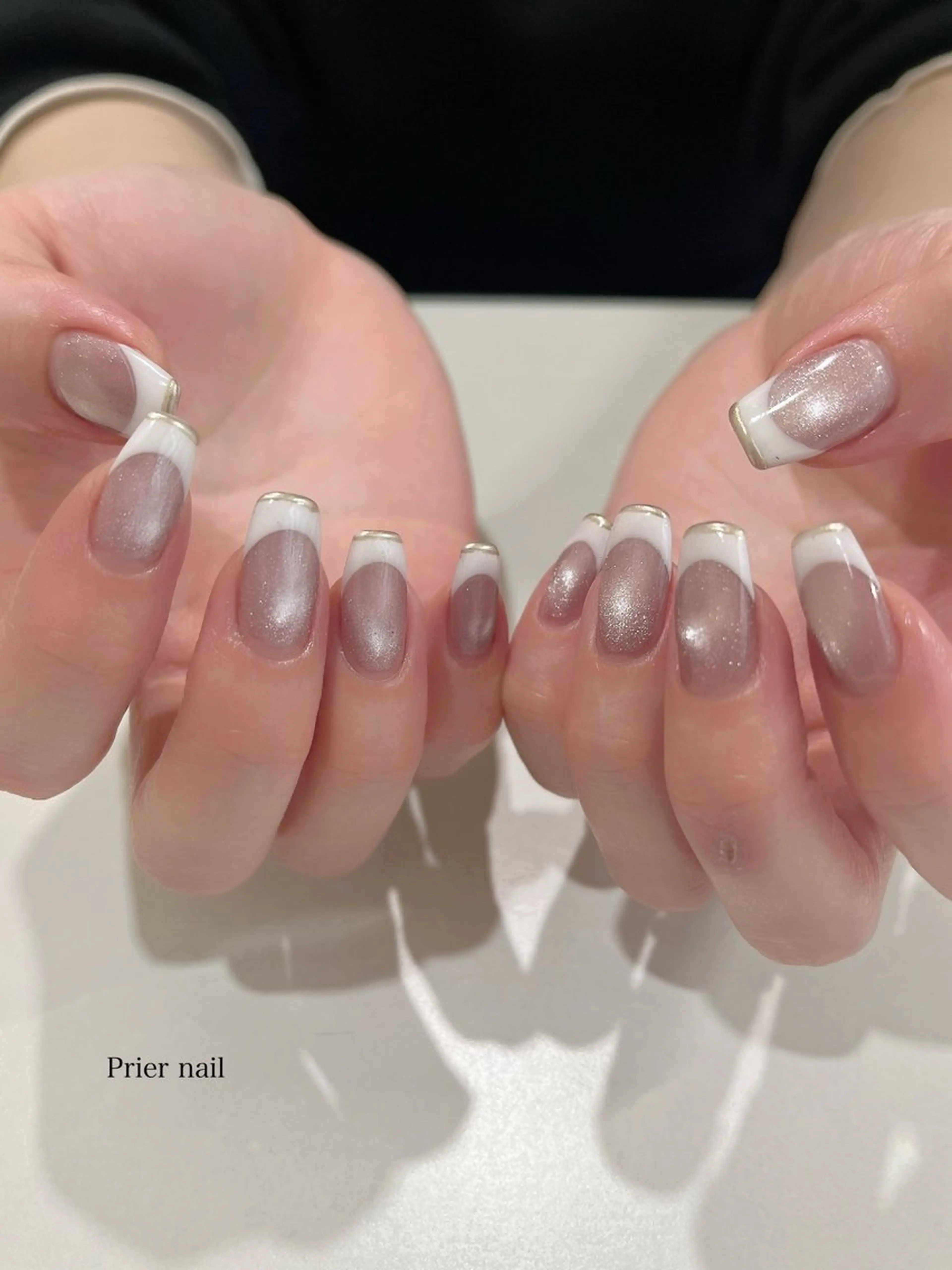 ネイル フレンチネイル マグネットネイル マグネットフレンチ Prier nailのネイルデザイン