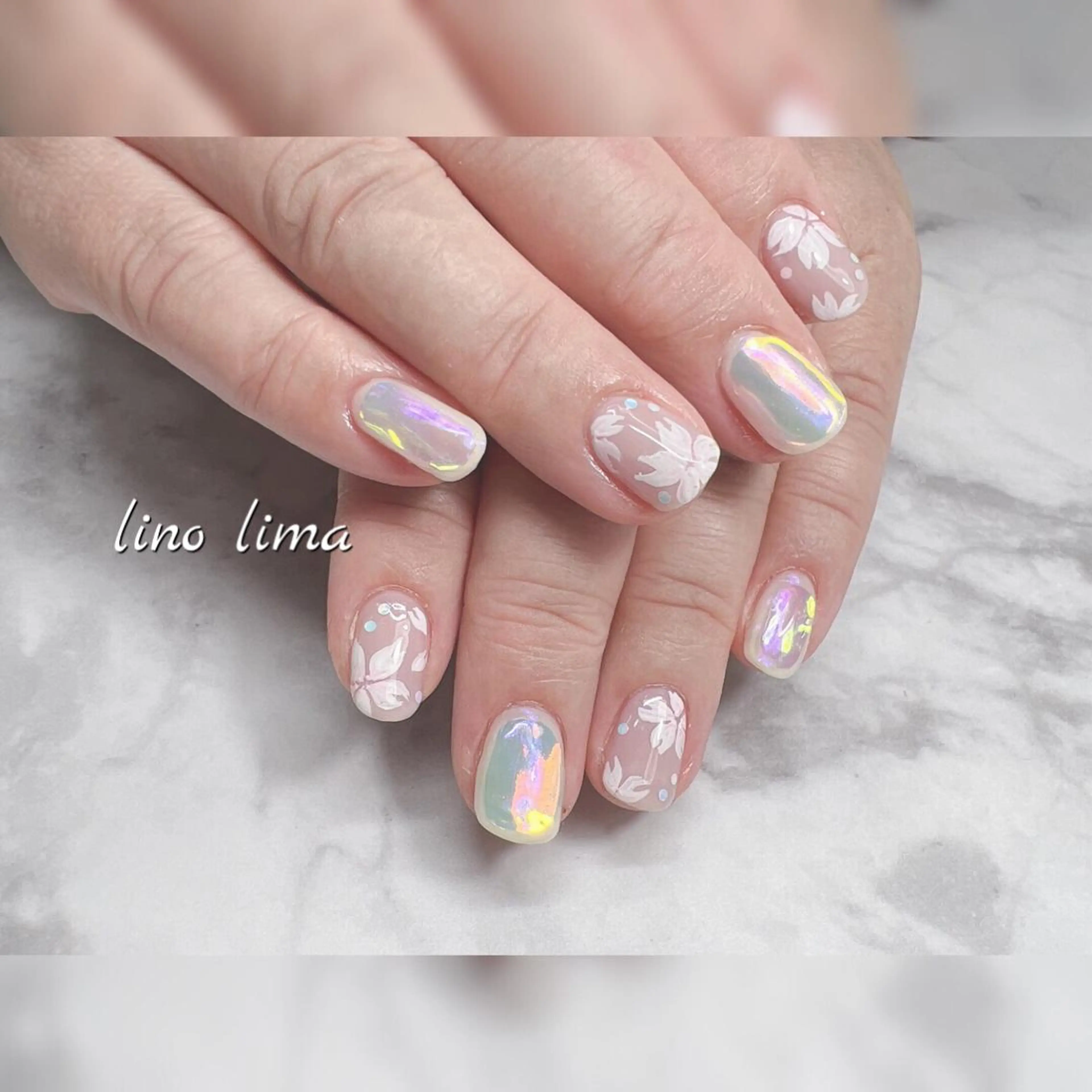 ネイル 桜ネイル 氷ネイル・うるうるネイル ニュアンスネイル 春ネイル リノ  リマのネイルデザイン