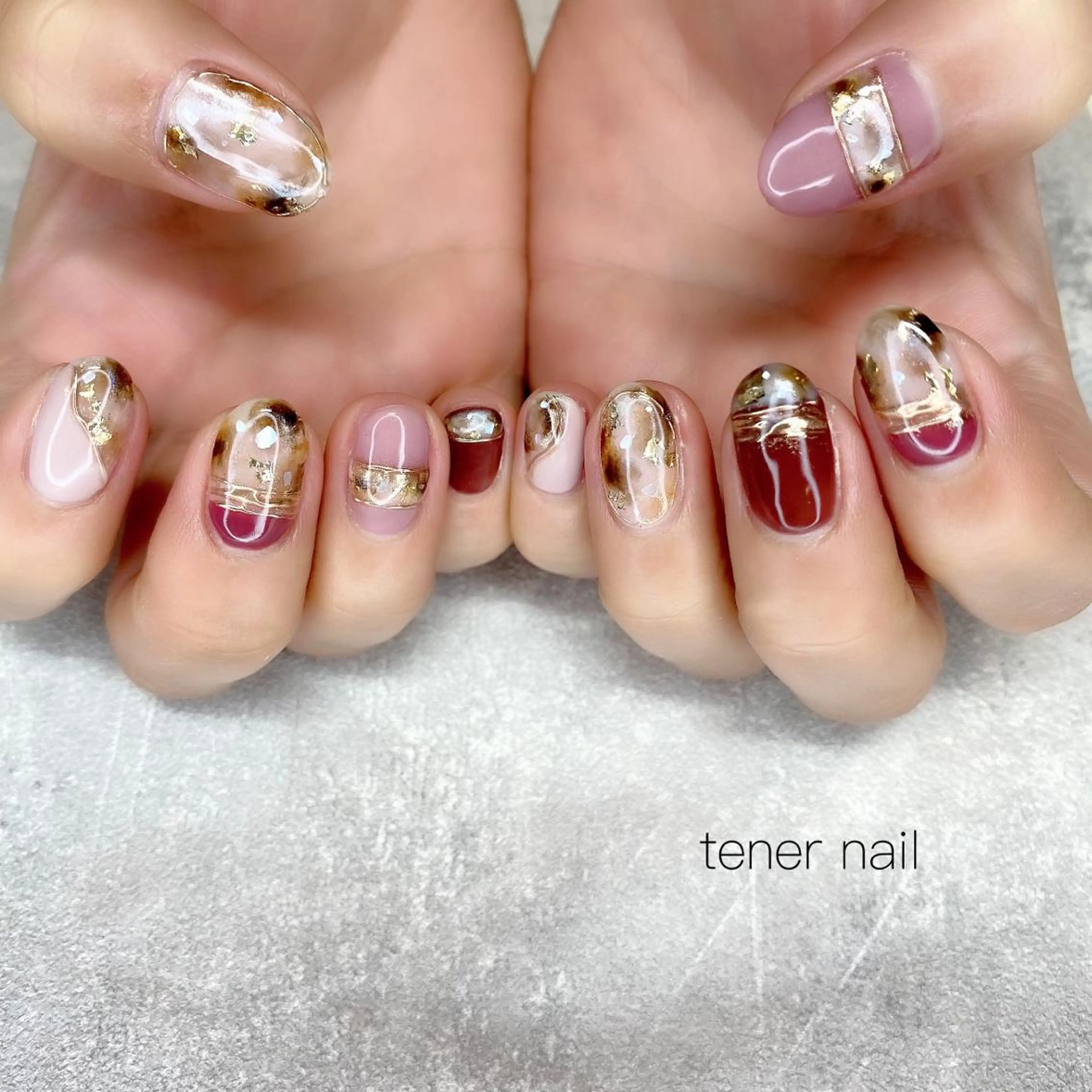ネイル 大理石ネイル(マーブル) ミラーネイル テネルネイル tener nailのネイルデザイン