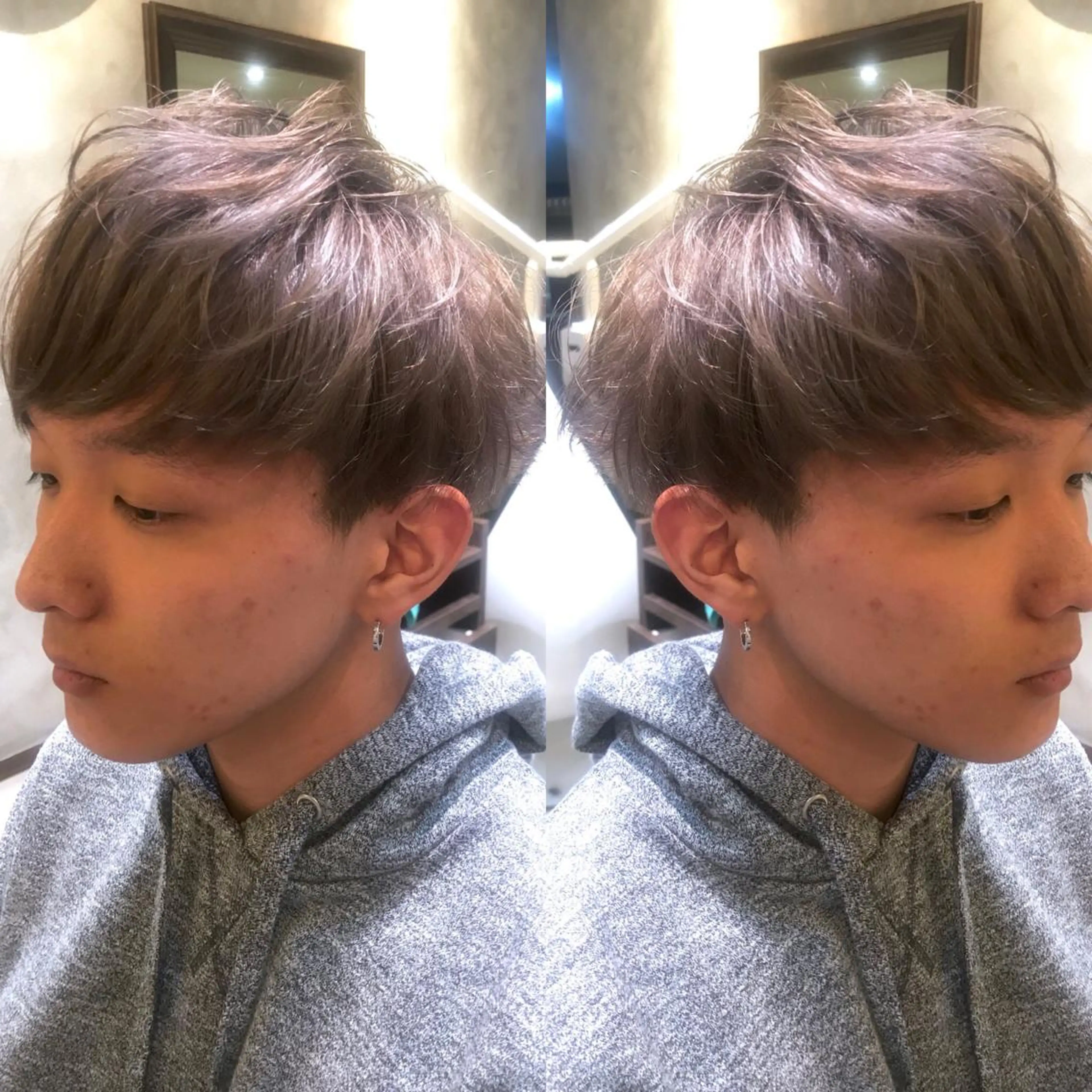 ショート カラー アッシュ シルバー 松村 崇弘のヘアスタイル