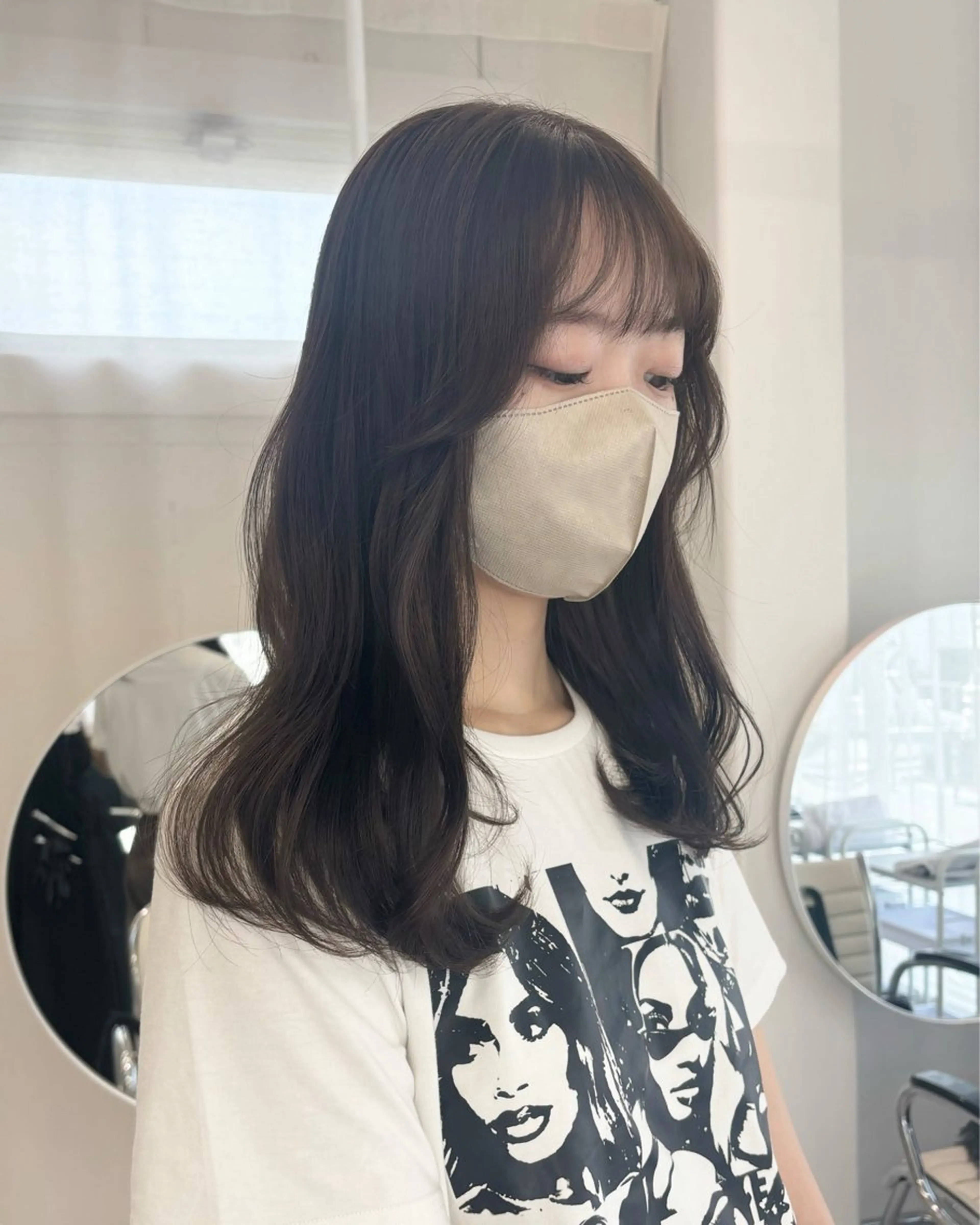 ミディアム カット ヘアカラー トリートメント 韓国レイヤー/ヘア カラー🎀ayamiのヘアスタイル