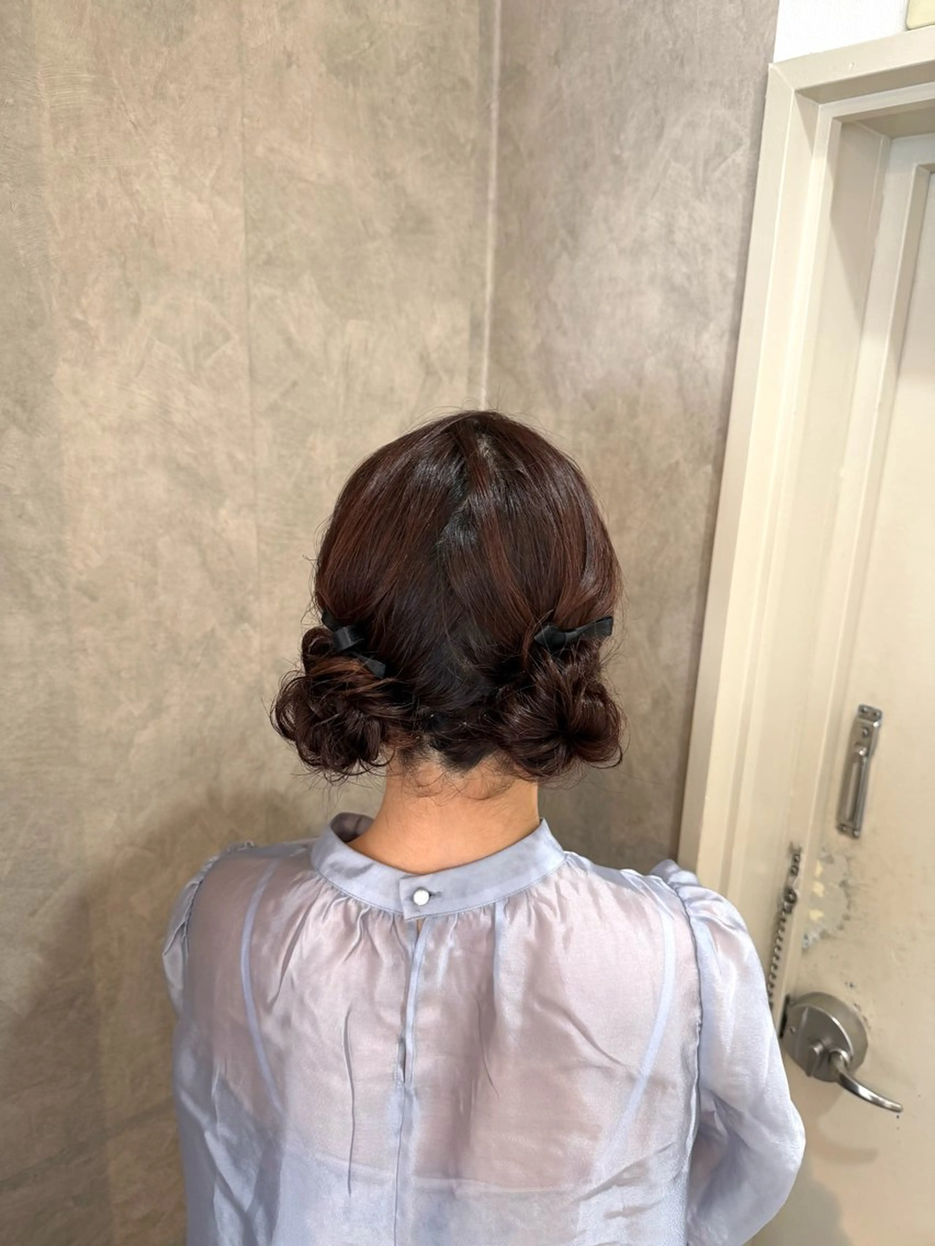 ミディアム ヘアアレンジ 成人式 ハーフアップ お団子ヘア 結婚式・ブライダル デート 褒められヘアメイク /‎ボブ女子🐶みおのその他イメージ