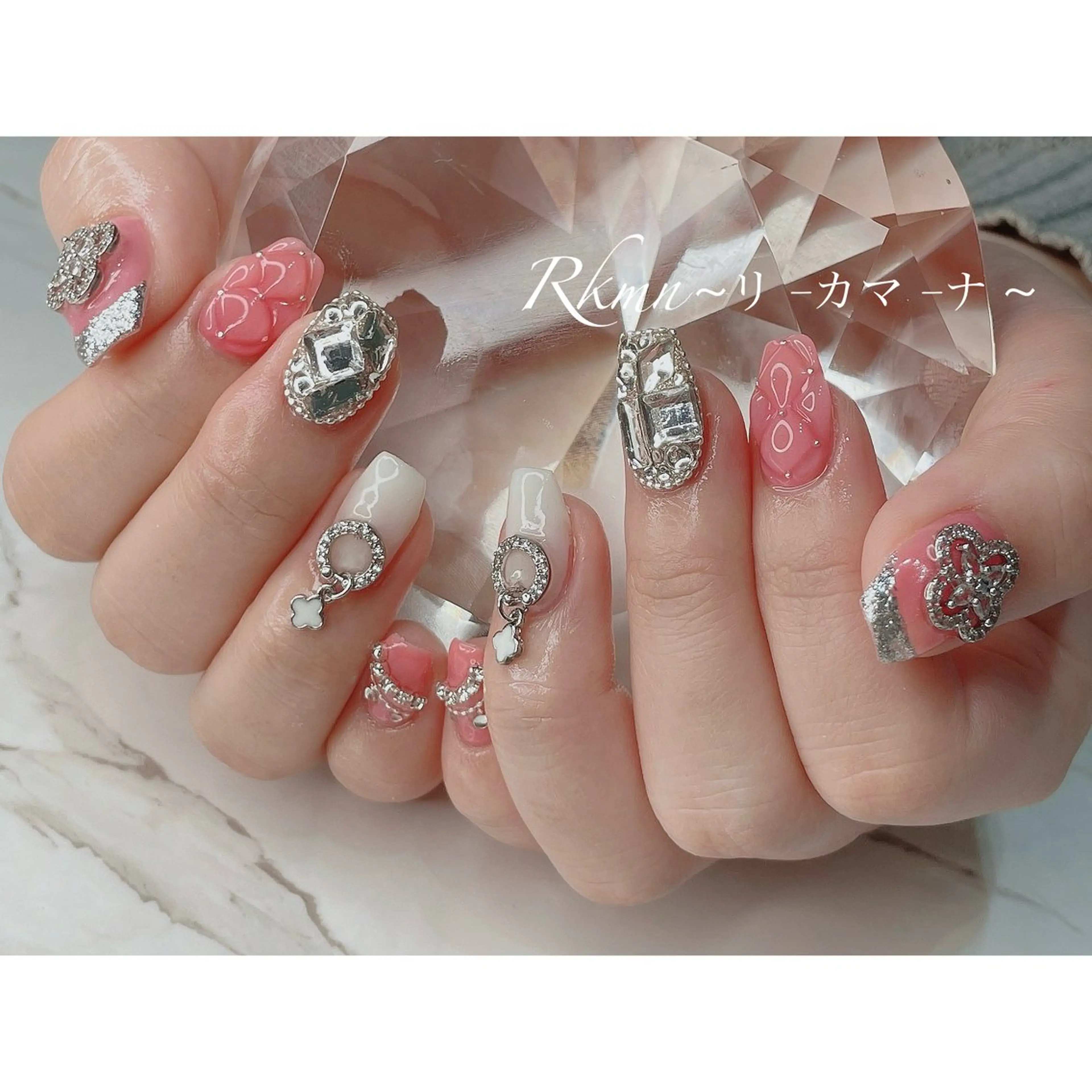 ネイル アートネイル ピンク 春ネイル ハンドネイル フットネイル ハンドケア Rkmn ~リ-カマ-ナ~のネイルデザイン