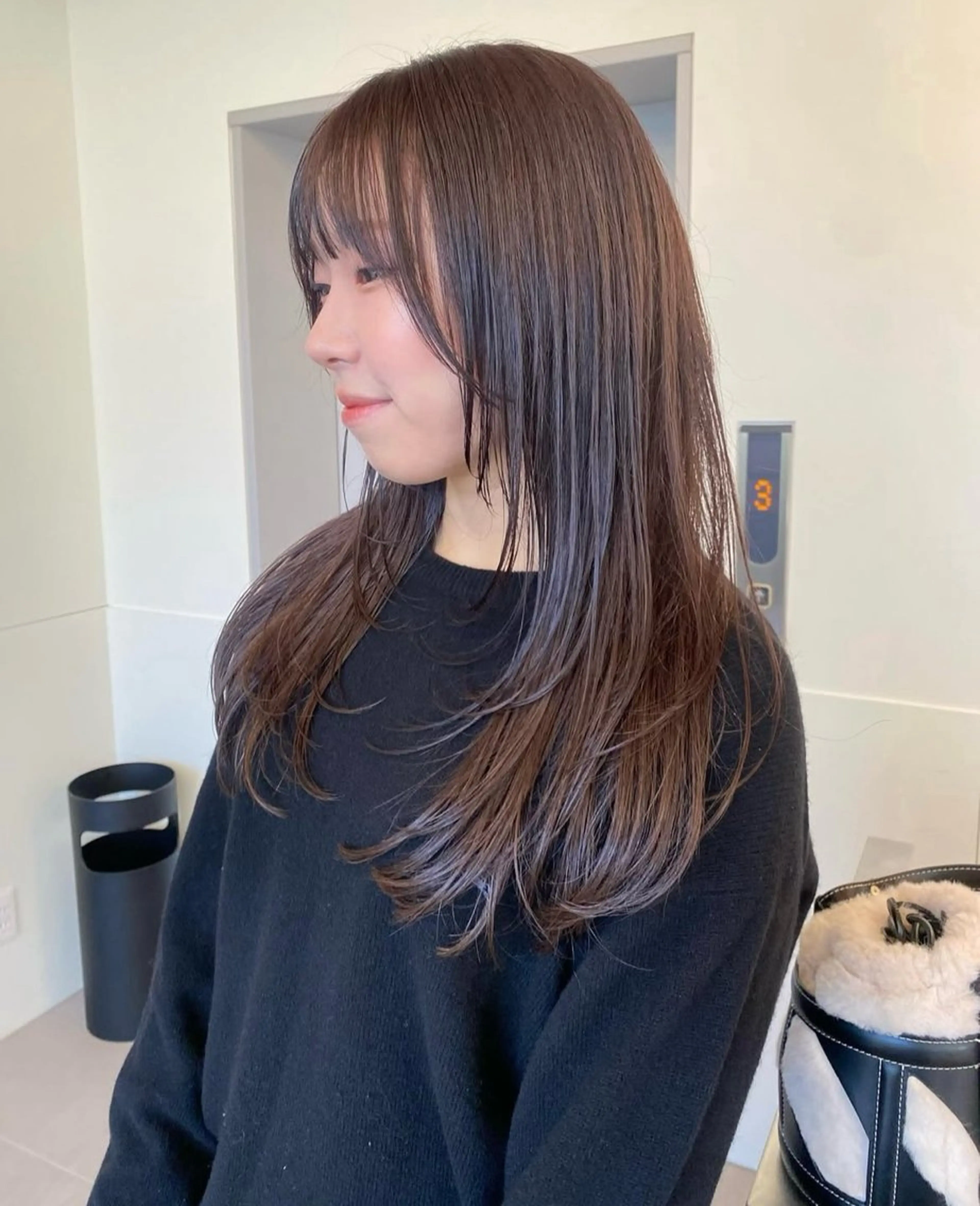 ロング 韓国風ヘア レイヤーカット 似合わせレイヤー ＆透明感カラーのヘアスタイル
