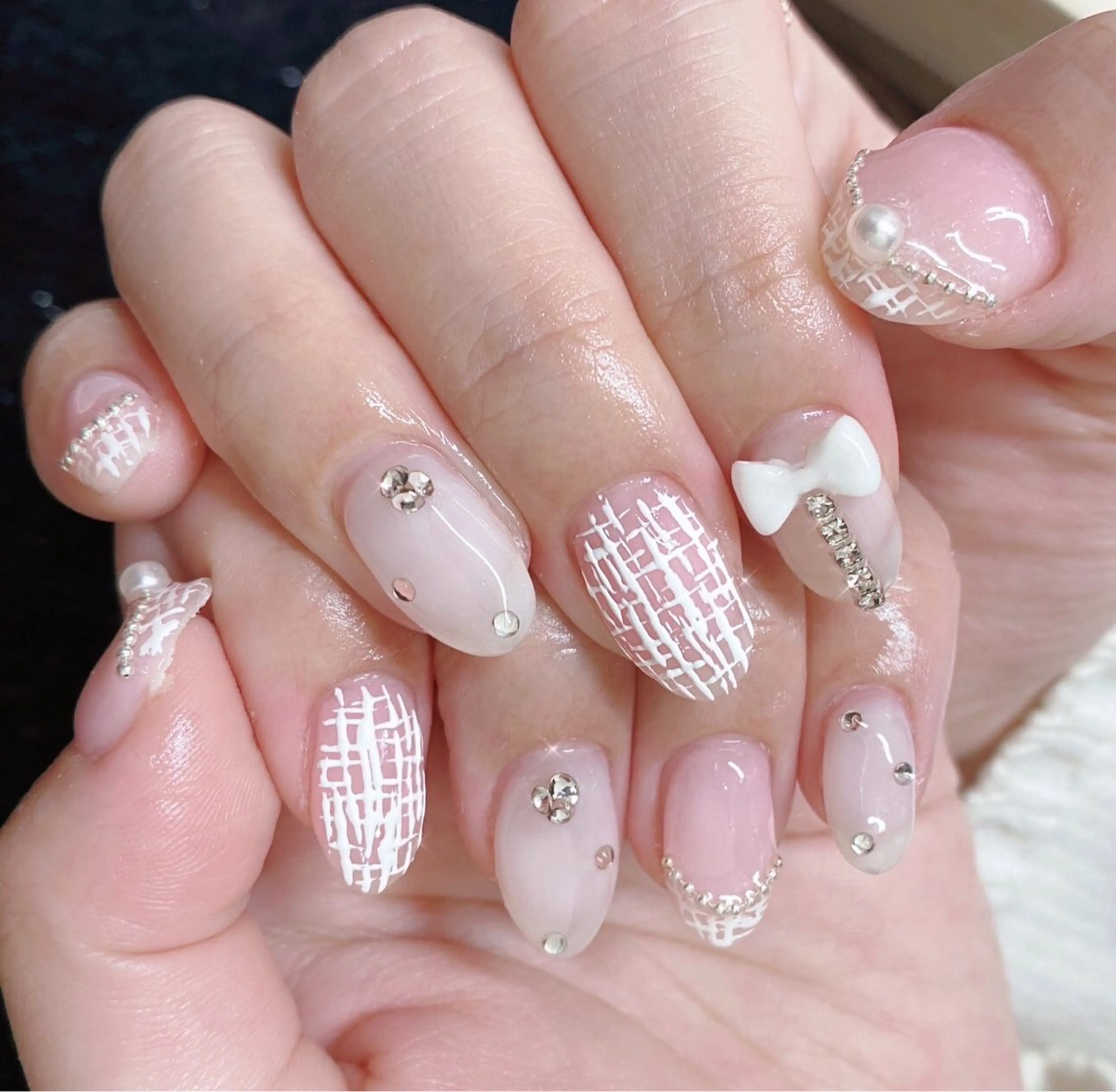 ネイル 成人式 フレンチネイル ジェルネイル ガラスフレンチ 韓国ネイル ハンドネイル ハンドケア 大門浜松町 ネイルのネイルデザイン