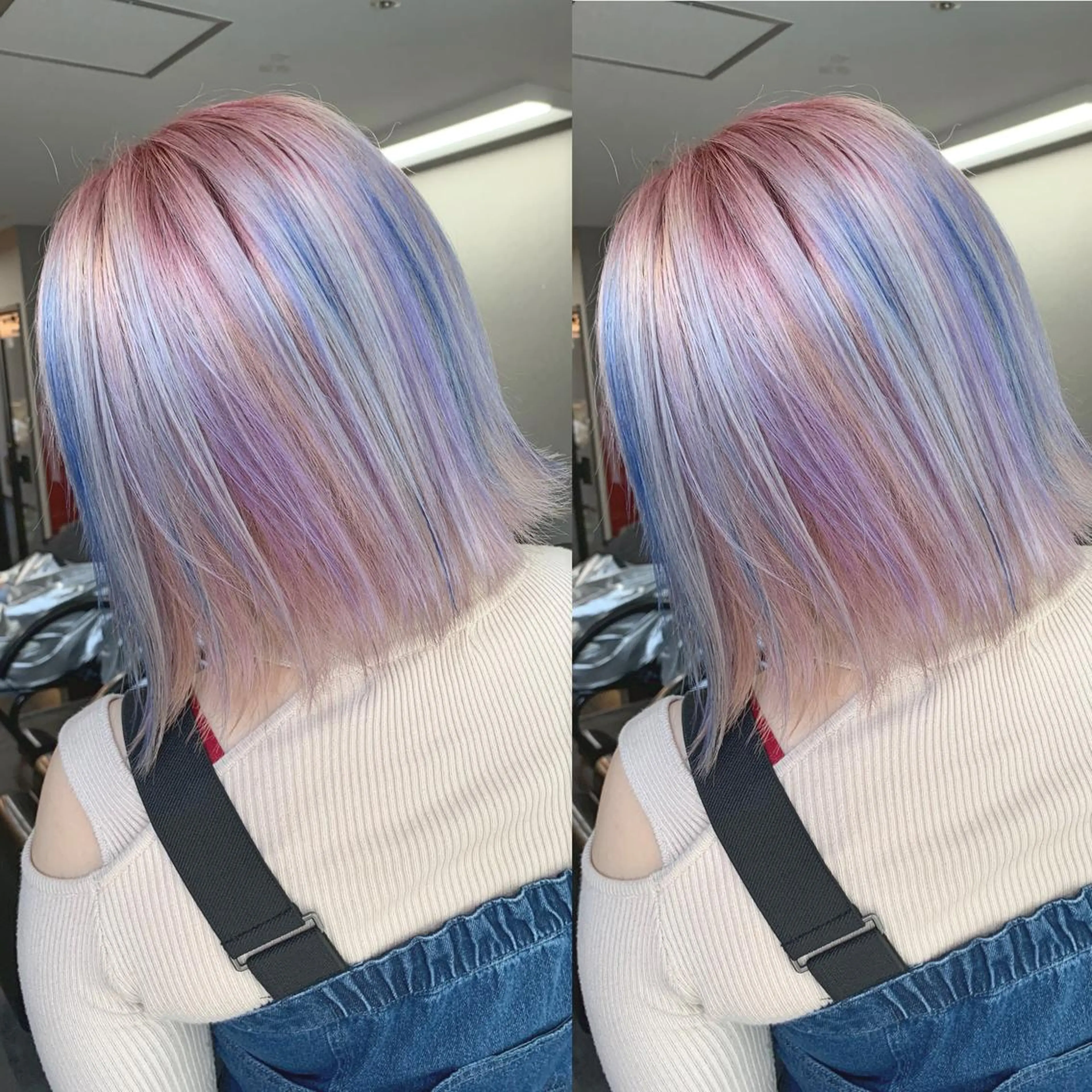 ショート アッシュ ハイライト レイヤーカット Selene hair OSAKAのヘアスタイル