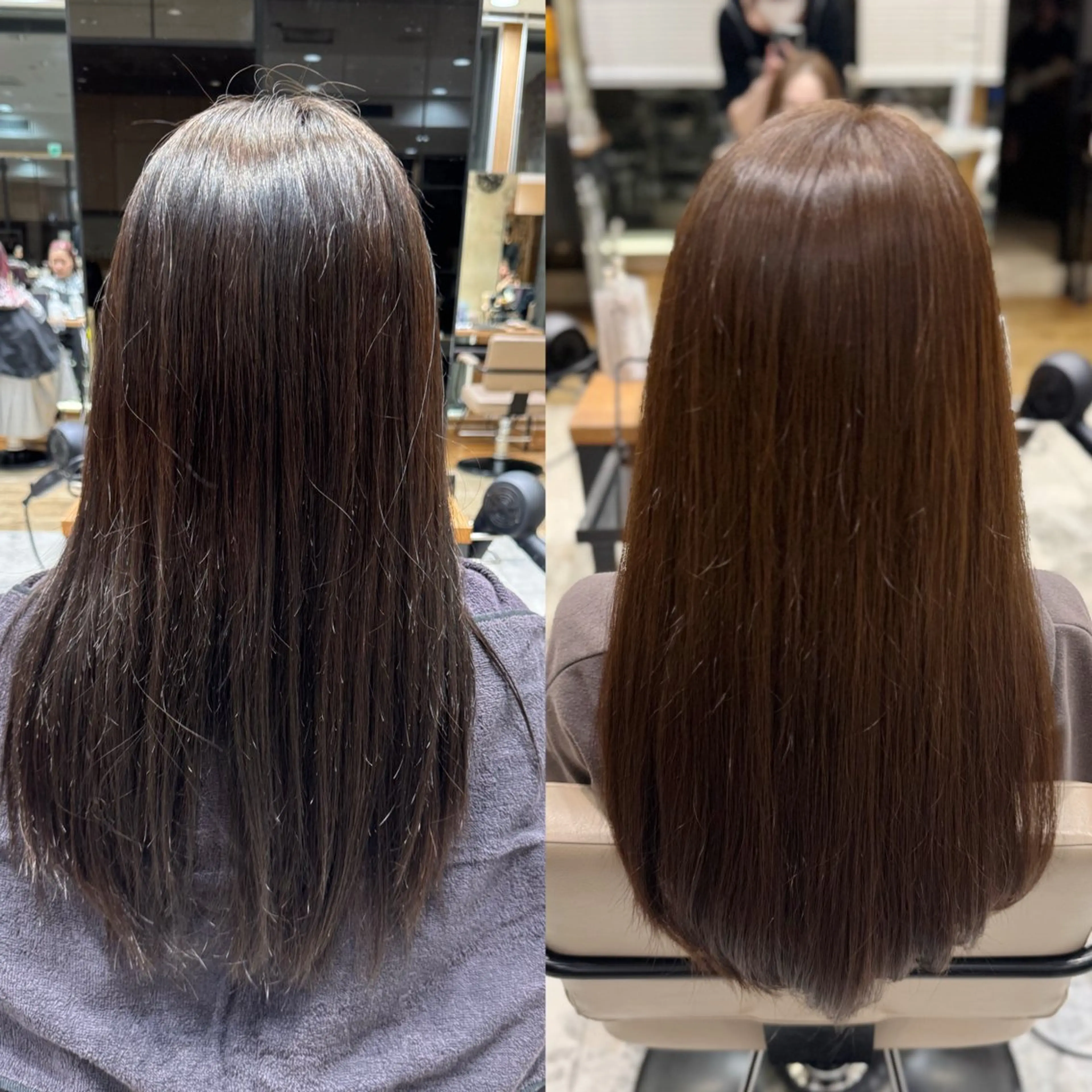 セミロング カラー セミロングパーマ アッシュ ベージュカラー ブリーチ ブラウンカラー ヘアカラー レイヤー/顔まわり/ 透明感カラー/れいなのヘアスタイル
