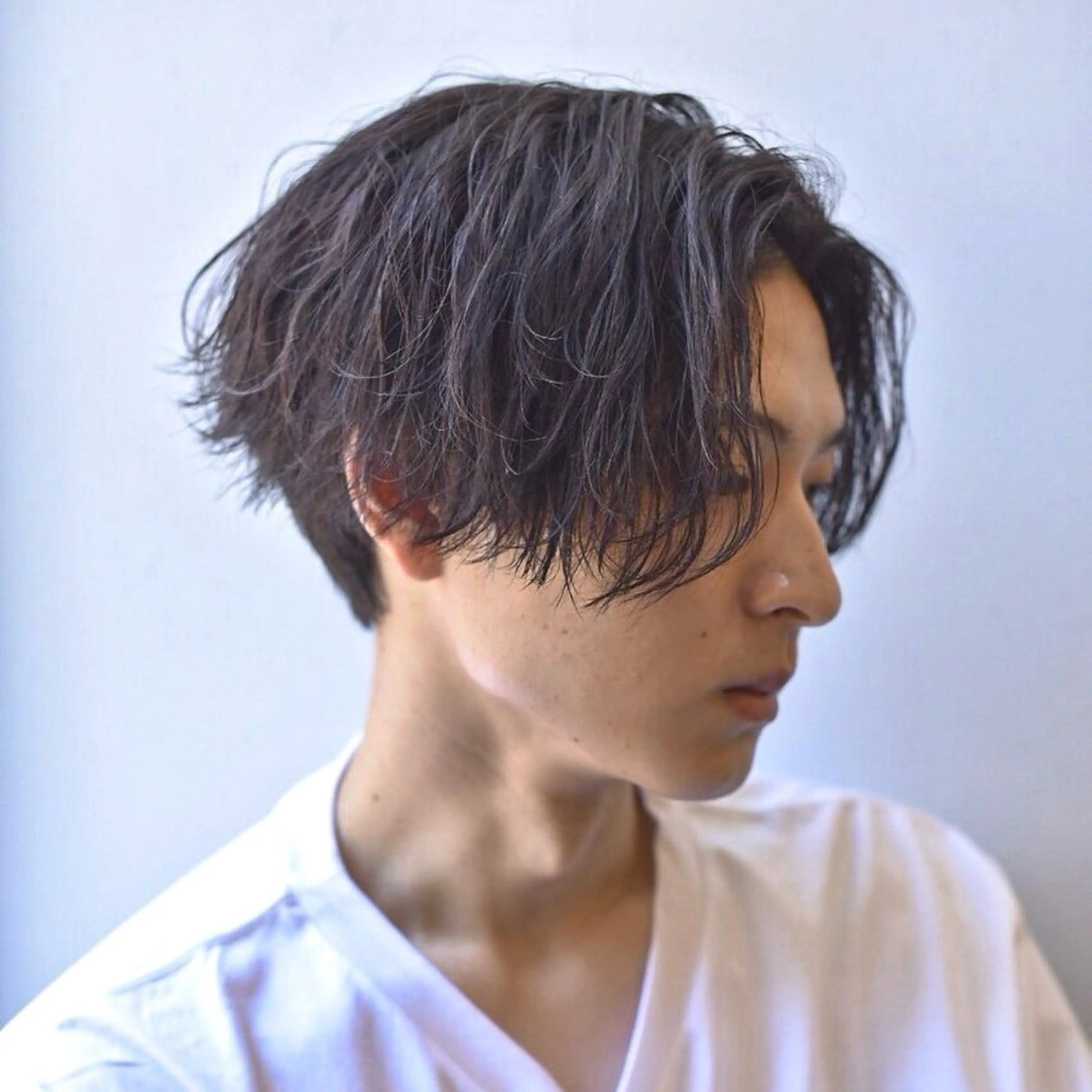 ショート パーマ メンズ アップバング センターパート フェードカット メンズハイライト メンズメッシュ 店長⚜️メンズカット パーマ⚜️則次亮哉のヘアスタイル