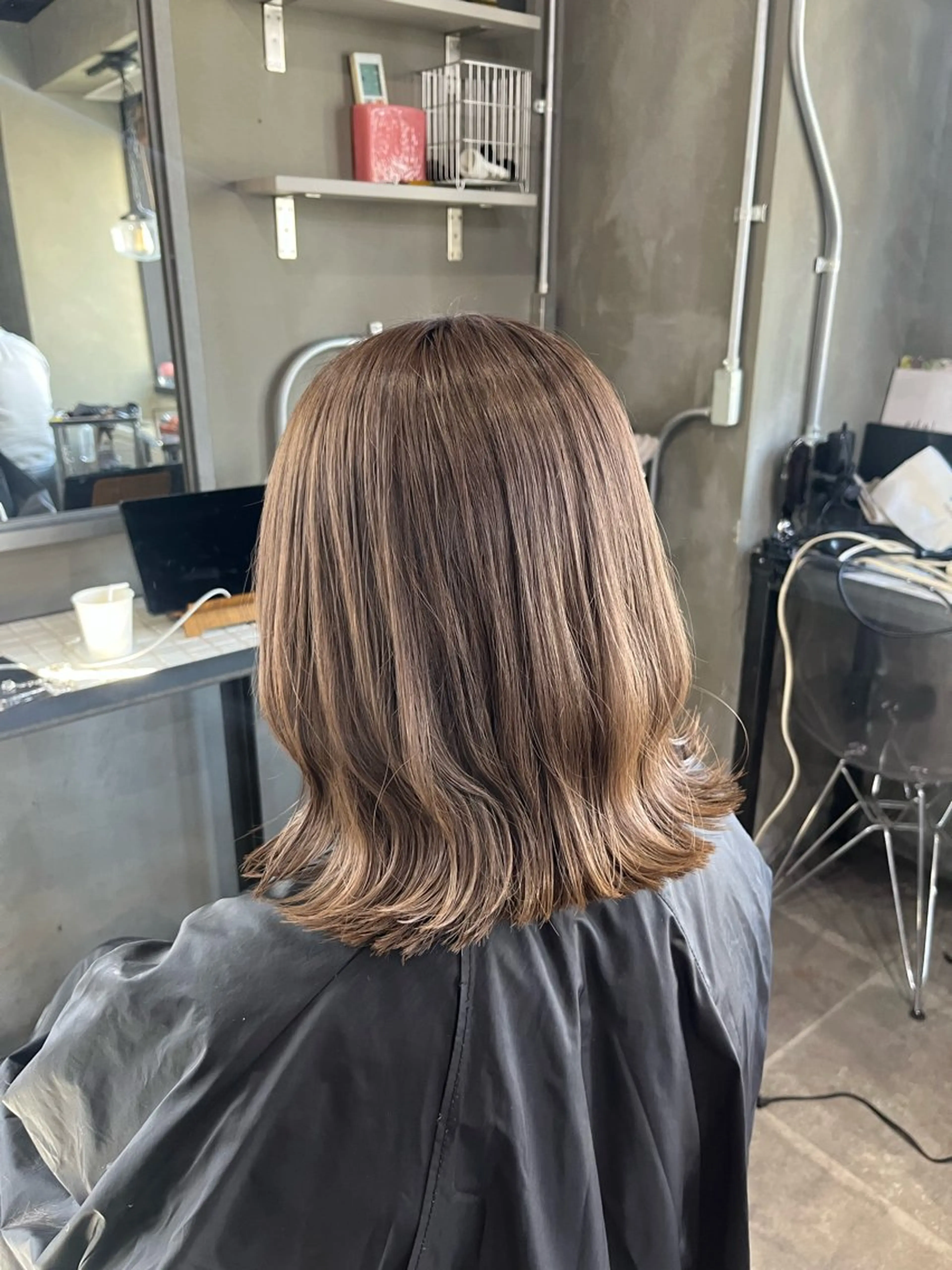 ミディアム カラー グレージュ シアーグレージュ カット ヘアカラー トリートメント 透明感♥韓国ヘア HINAのヘアスタイル