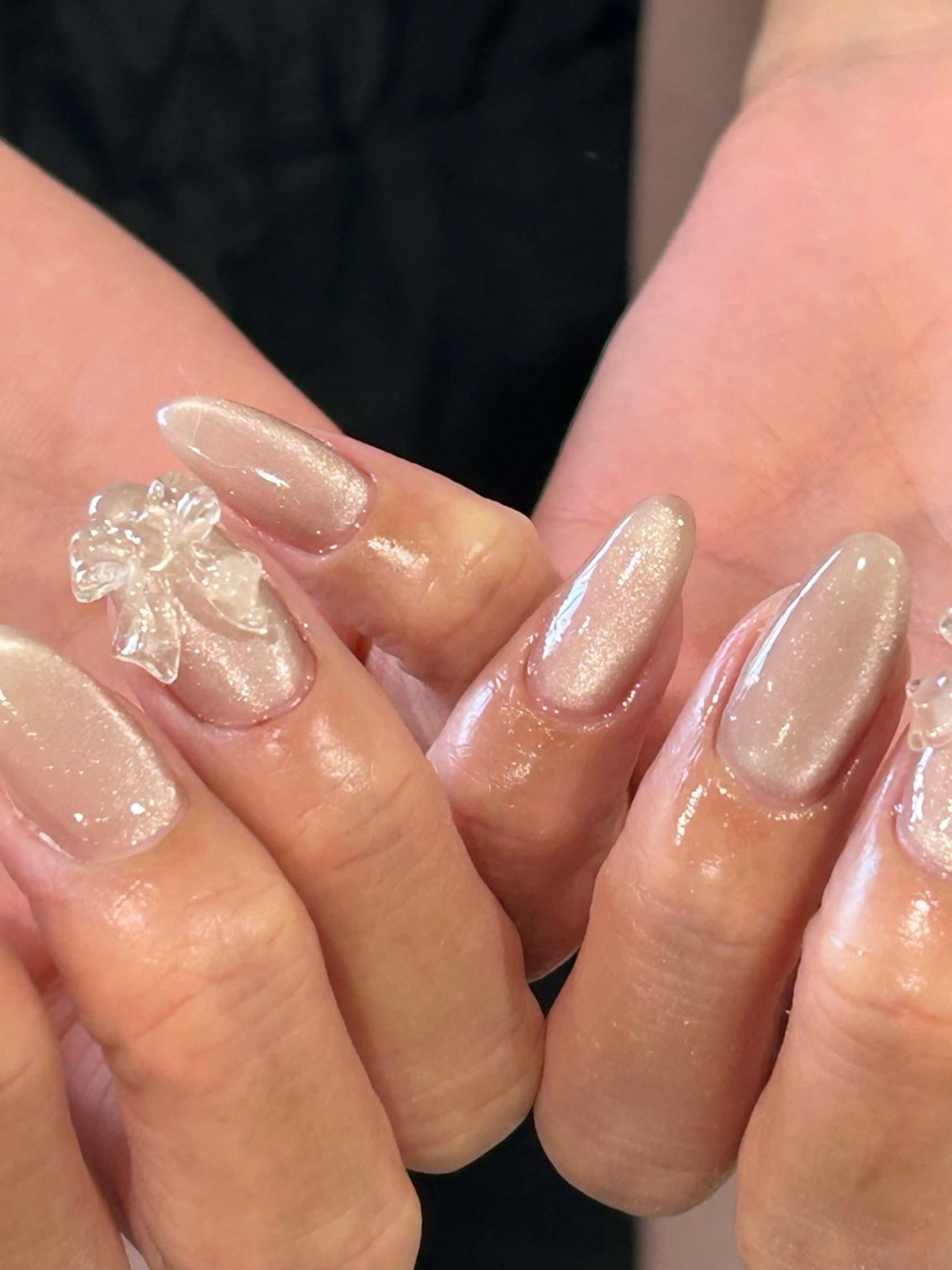 ネイル ワンカラーネイル mellow:ｸﾙﾐ ﹡˖˟༝🎀˖˟ ༝のネイルデザイン