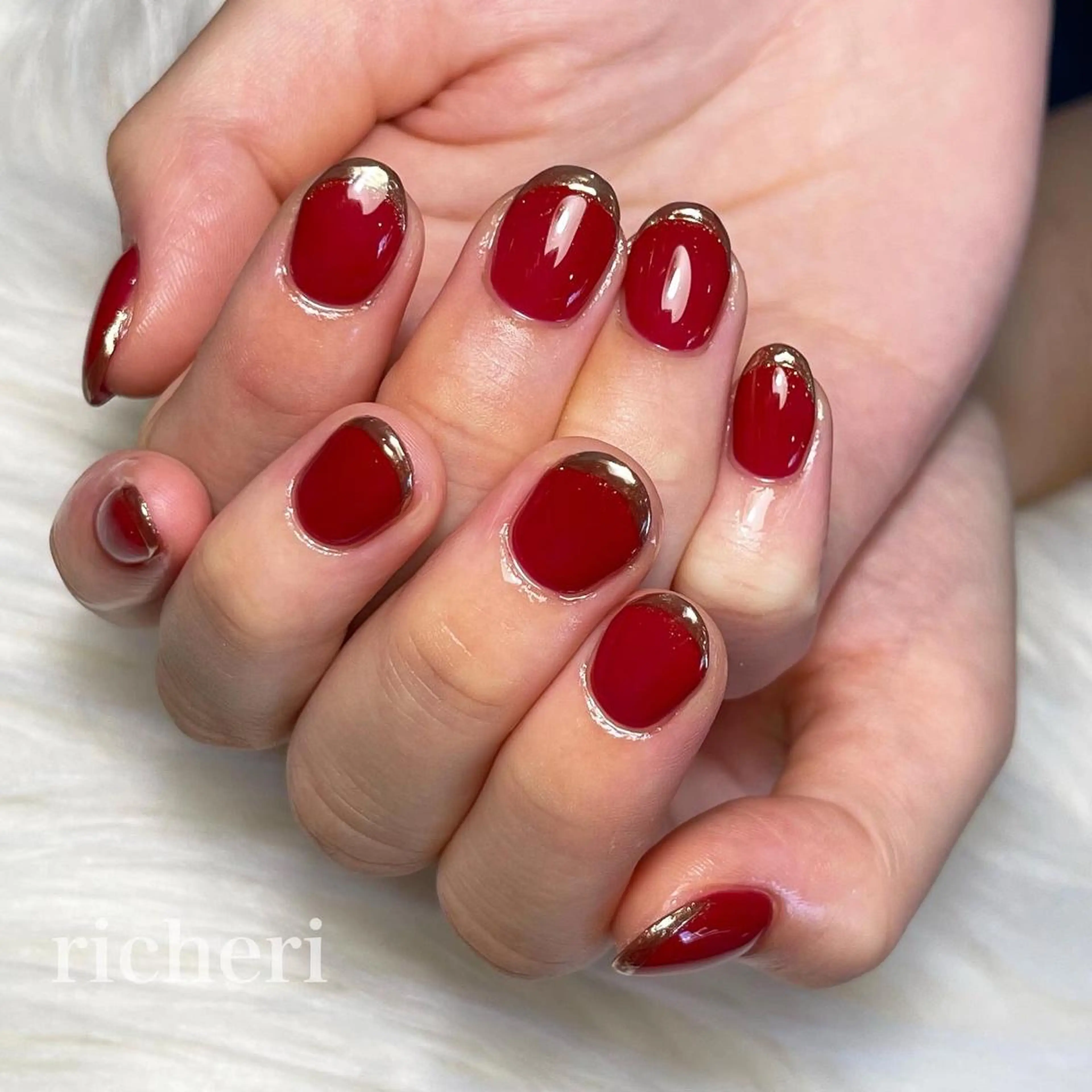 ミディアム ネイル 韓国風ヘア アートネイル ボルドー フットネイル フレンチネイル richeri beautyのエステ・リラクイメージ