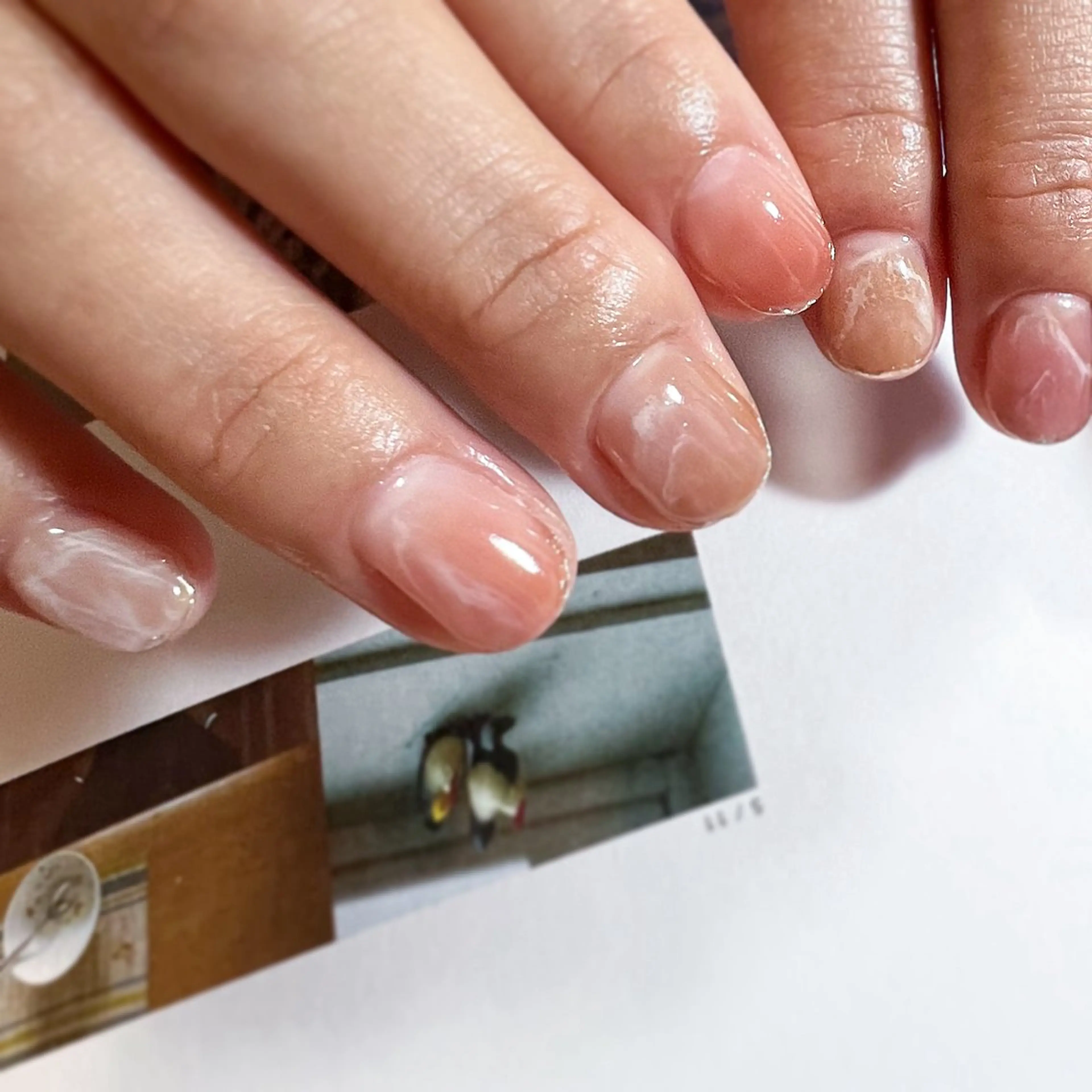 ネイル ブラウン ニュアンスネイル ピンク ハンドネイル pointillé .ayaのネイルデザイン