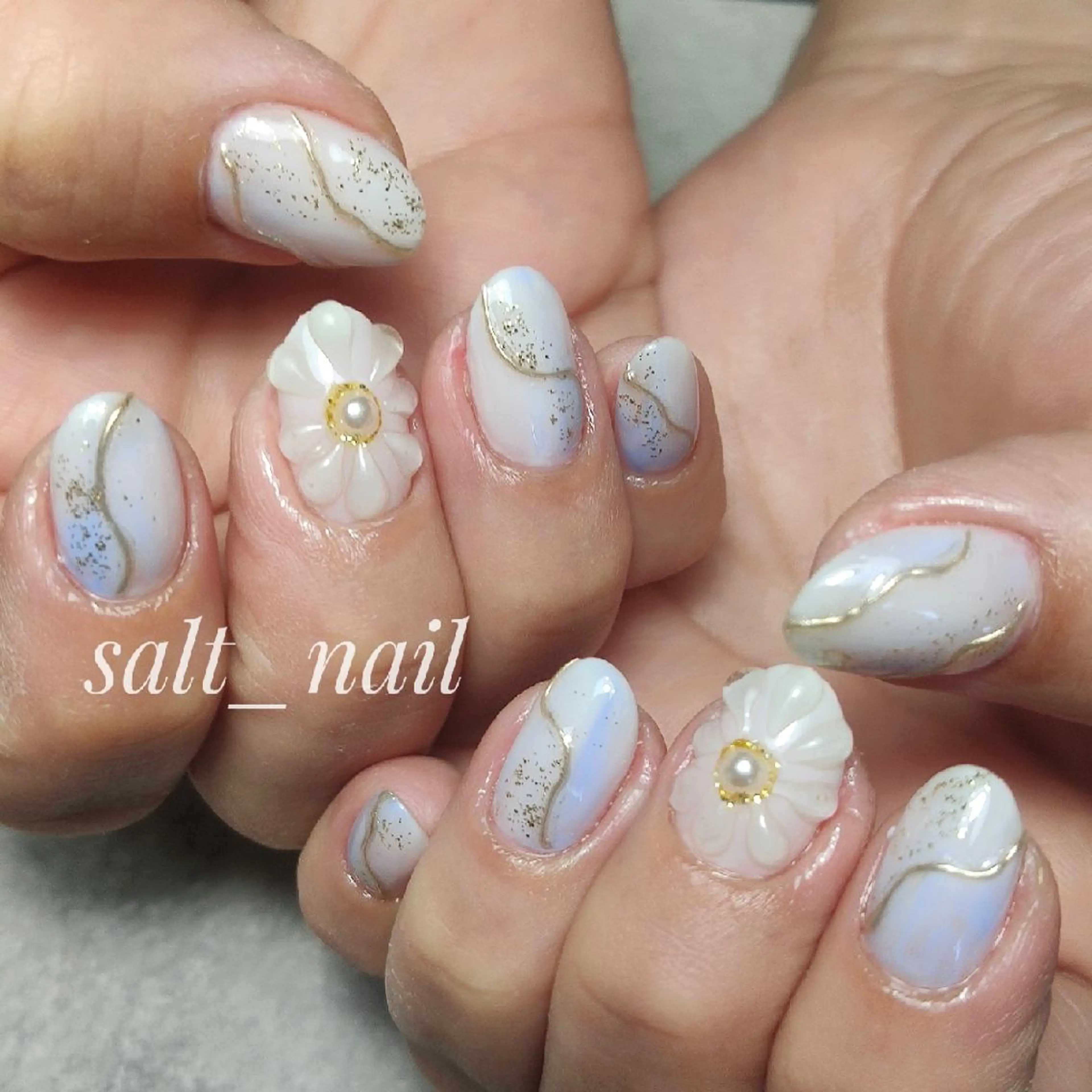 ネイル フラワーネイル ニュアンスネイル ぷっくりネイル ハンドネイル 個人サロン saltnailのネイルデザイン