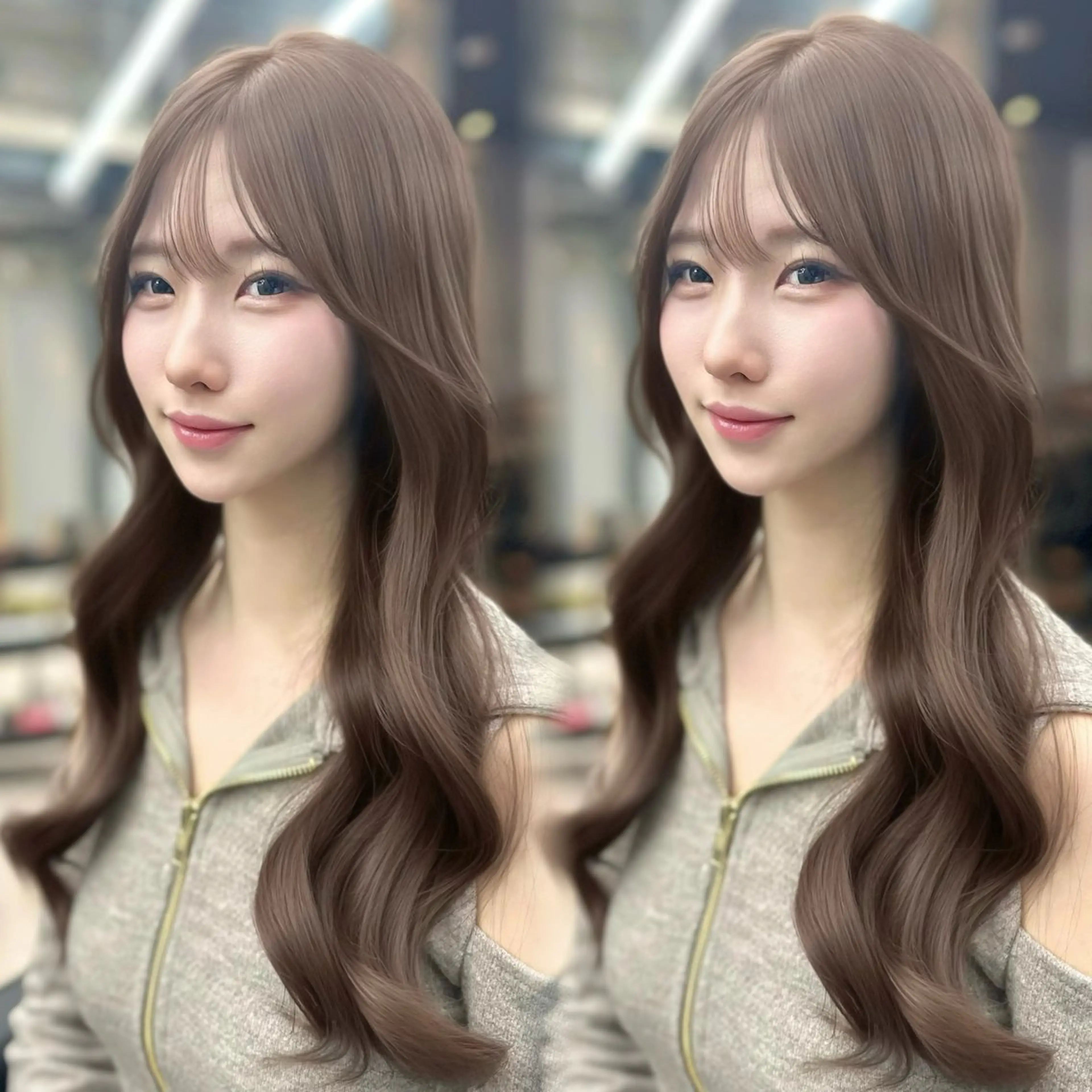 ミディアム カット ヘアカラー トリートメント 韓国/ワンホンヘア 髪質改善/MaCoのヘアスタイル