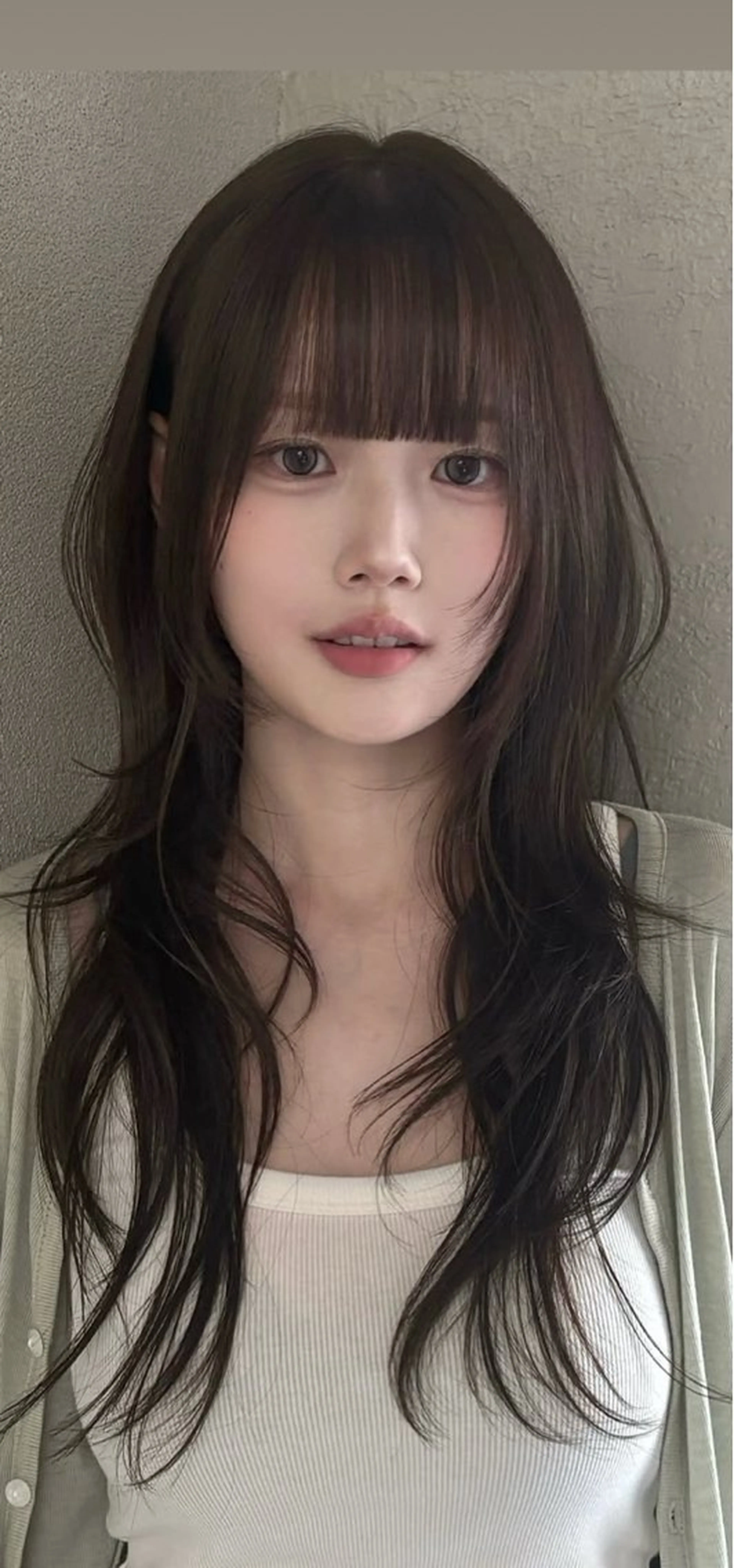 ロング パーマ トリートメント パーマ 韓国風レイヤーカラー ライムのヘアスタイル