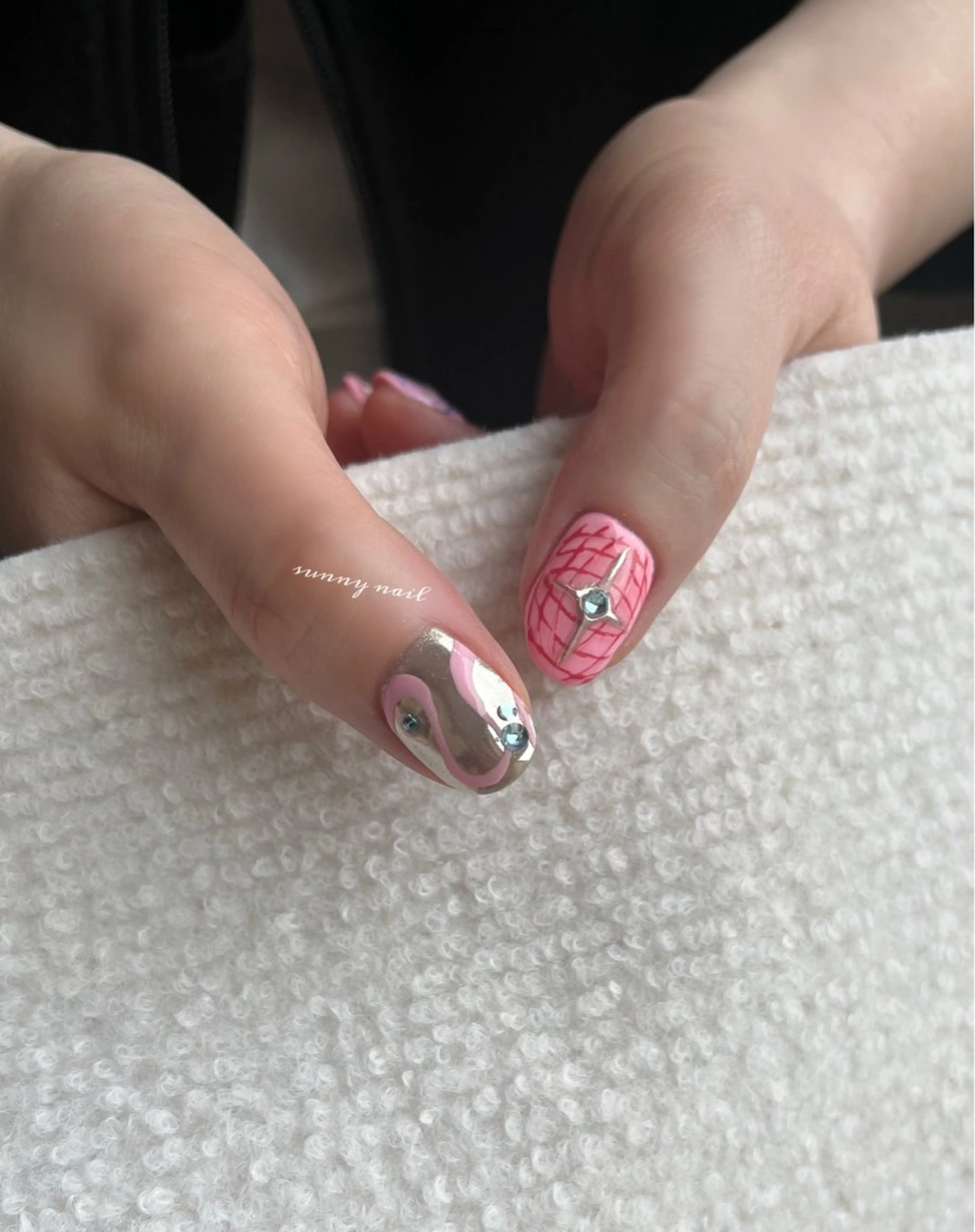 ネイル アートネイル カジュアル ジェルネイル ミラーネイル パラジェル sunny nailのネイルデザイン