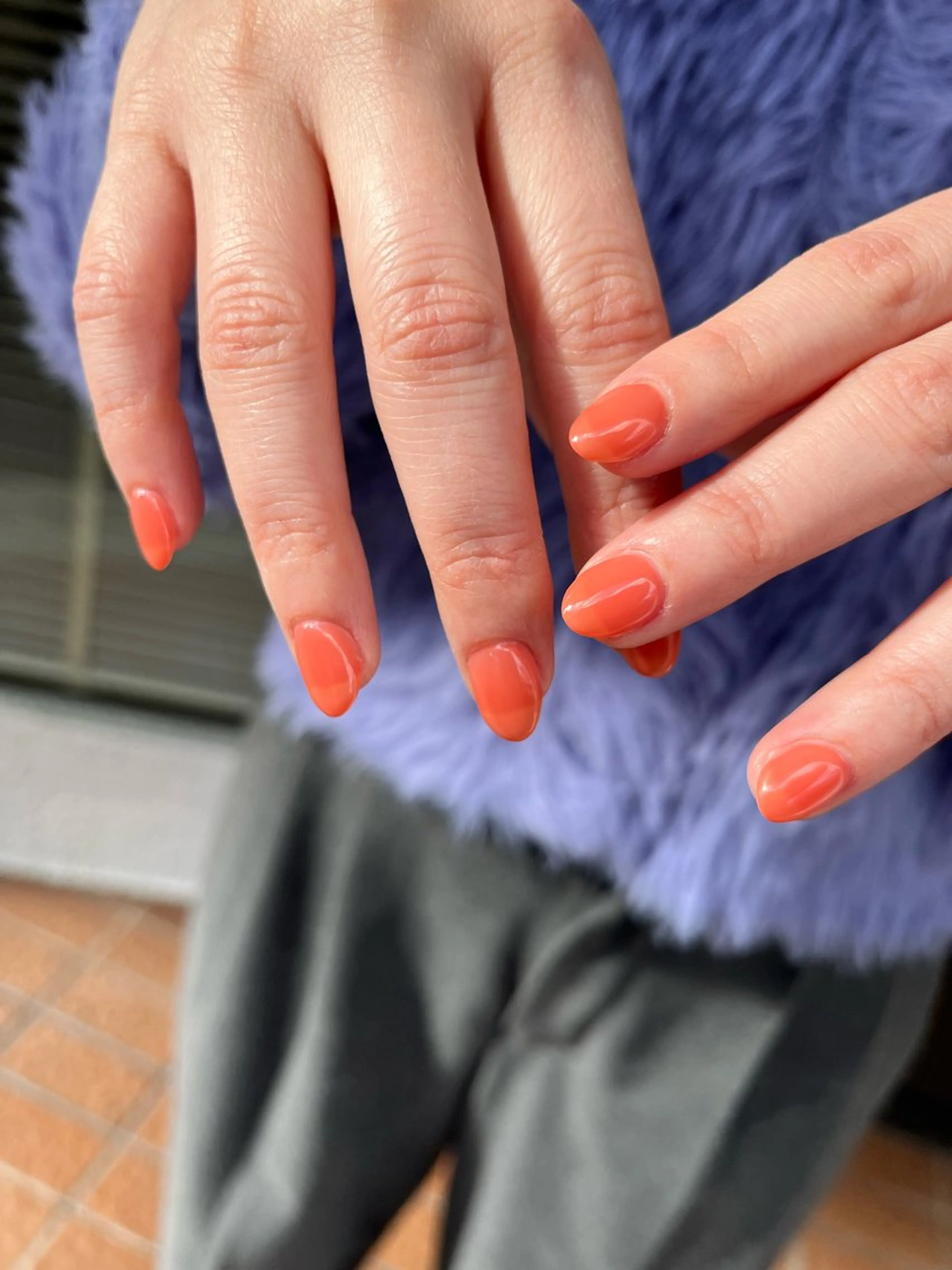 ネイル ワンカラーネイル オレンジ ハンドネイル ballie／小野原 なつみのネイルデザイン