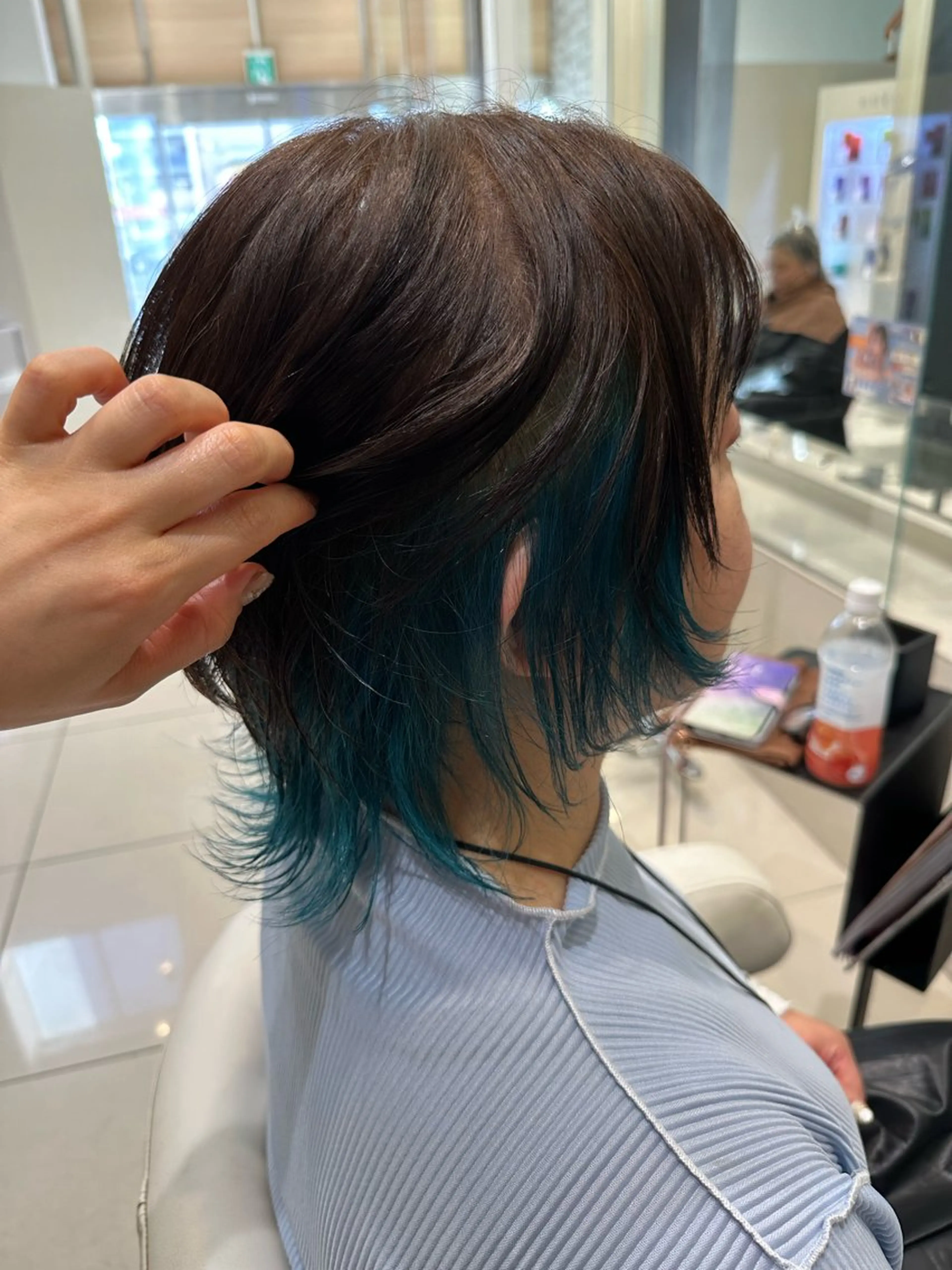 カラー ブルーカラー インナーカラー 艶髪/ブリーチなし Wカラー🌺yuiのヘアスタイル