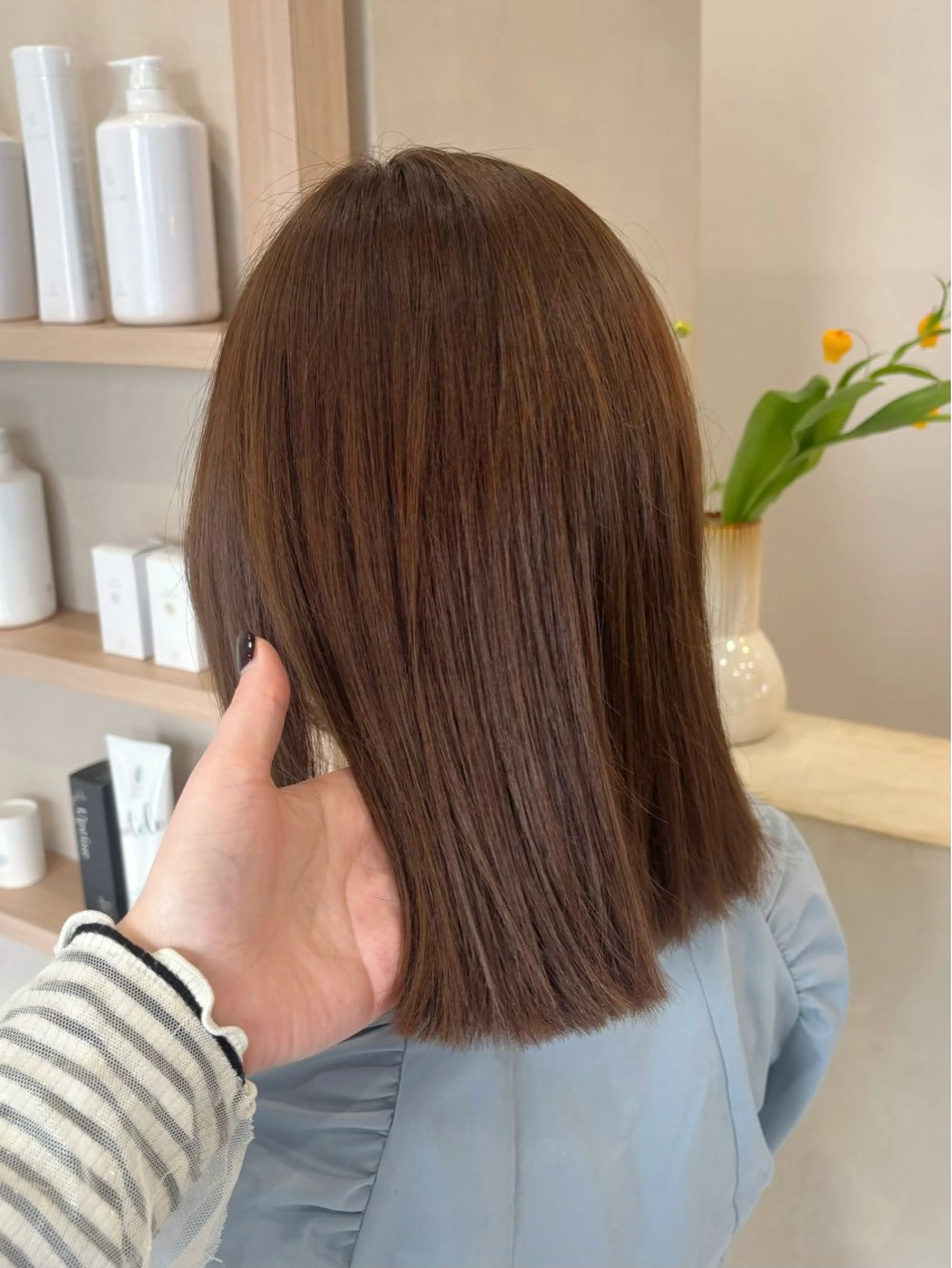 ミディアム カラー ベージュカラー カット ヘアカラー トリートメント 真弓 理沙/艶カラーのヘアスタイル