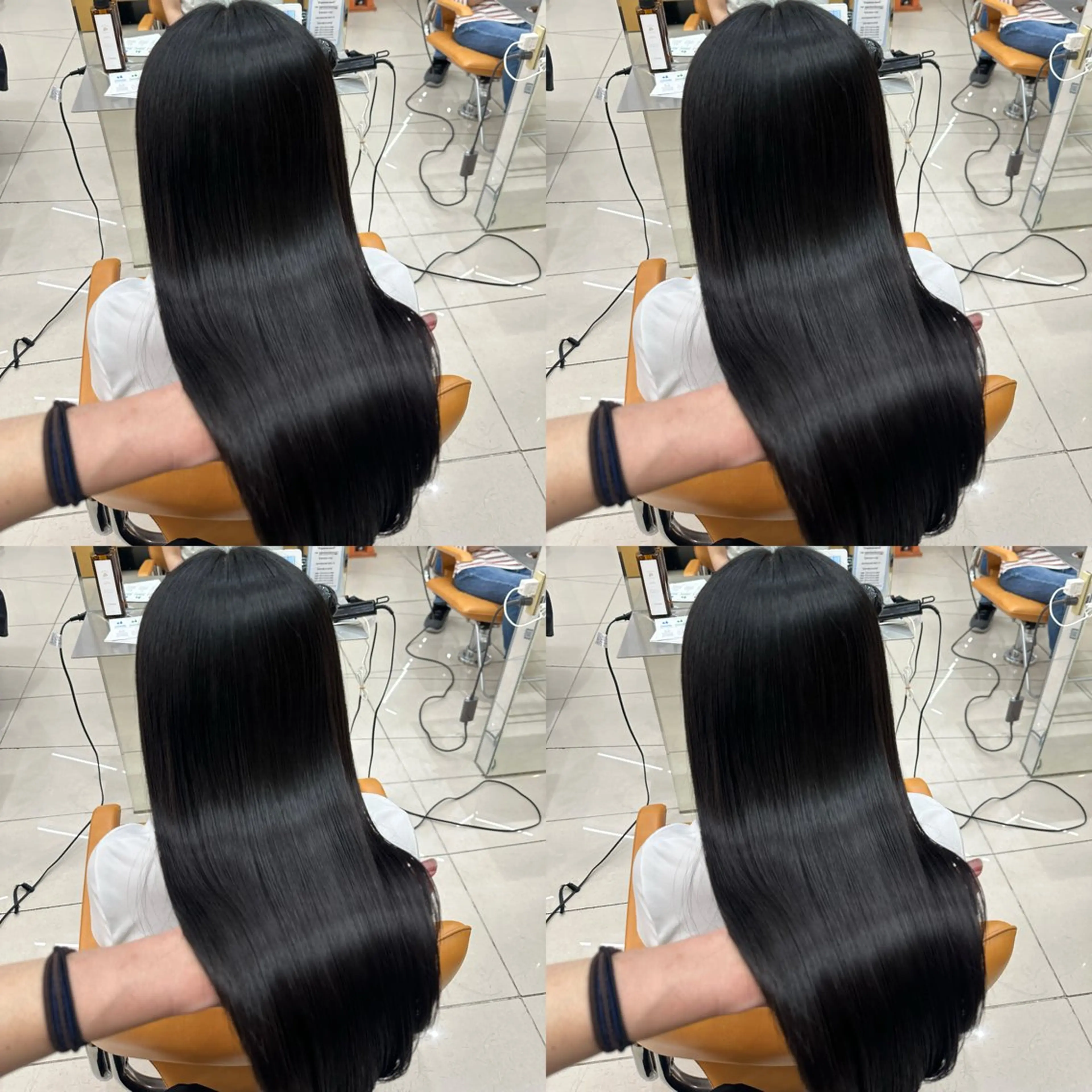 ロング パーマ 縮毛矯正 髪質改善× 白髪ぼかし溝江のヘアスタイル