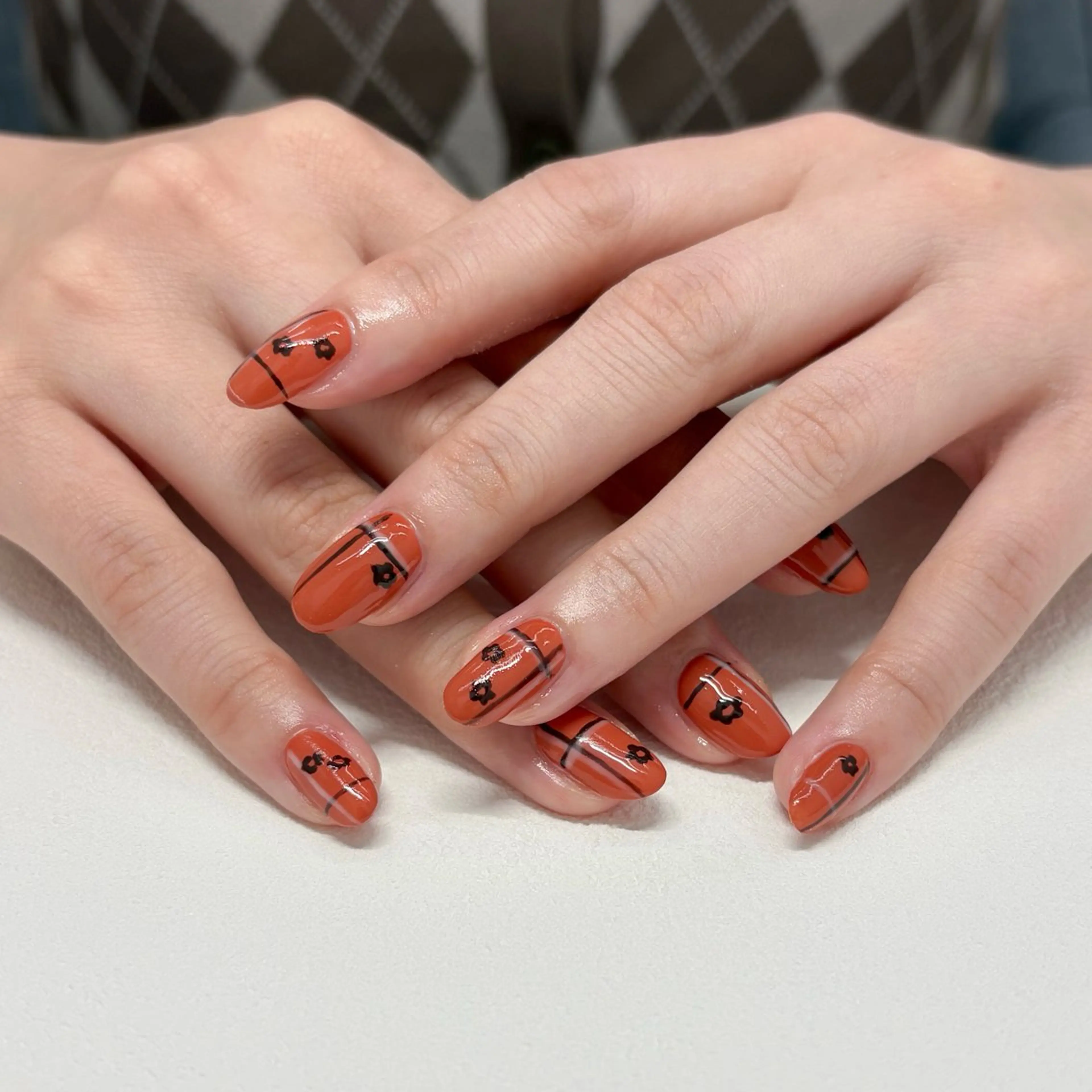 ネイル オレンジ ハンドネイル moeko nailのネイルデザイン