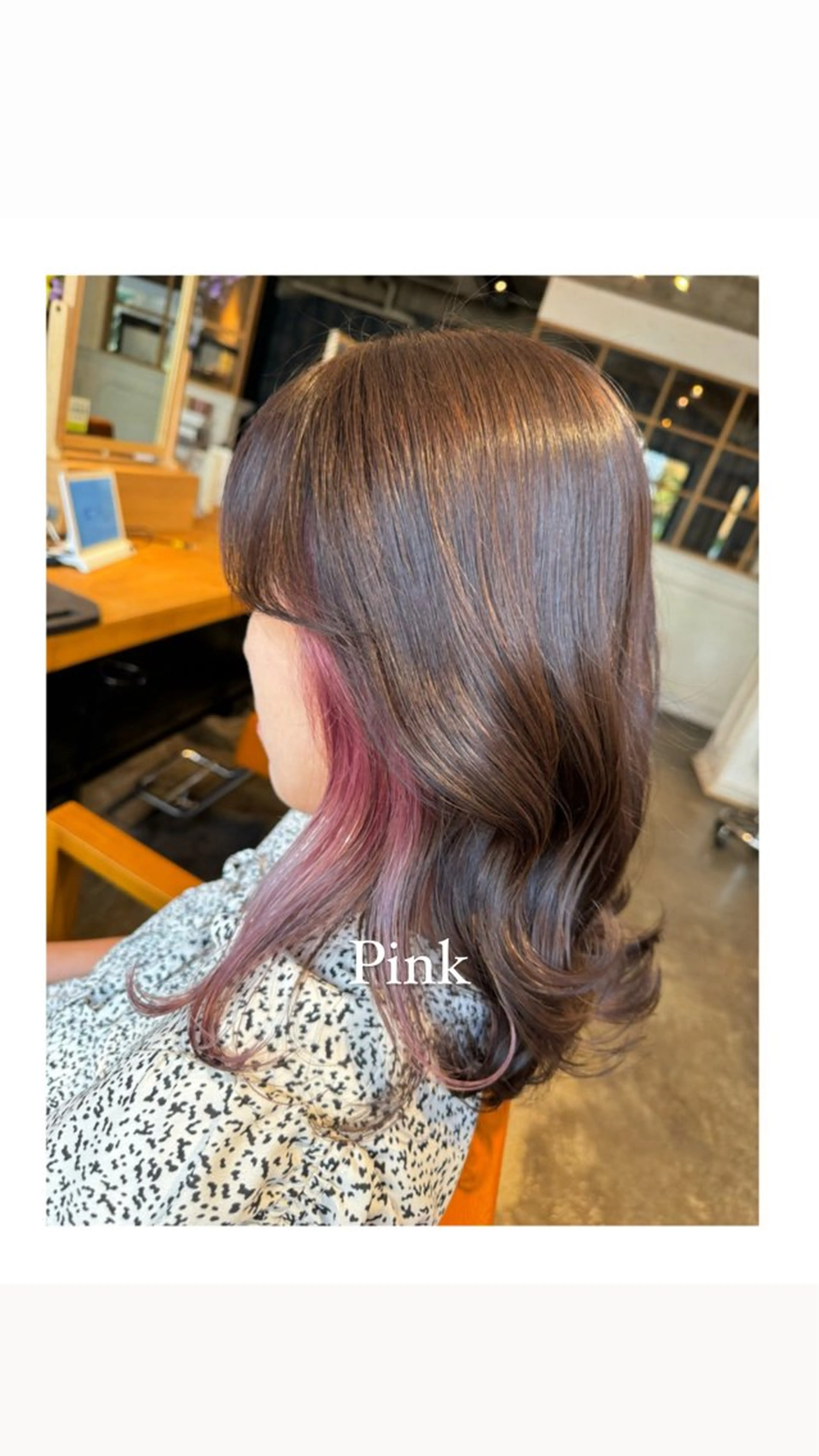 セミロング カラー インナーカラー ピンクカラー カット ヘアカラー トリートメント ハイライト/インナー /ブリーチ/レイヤーのヘアスタイル