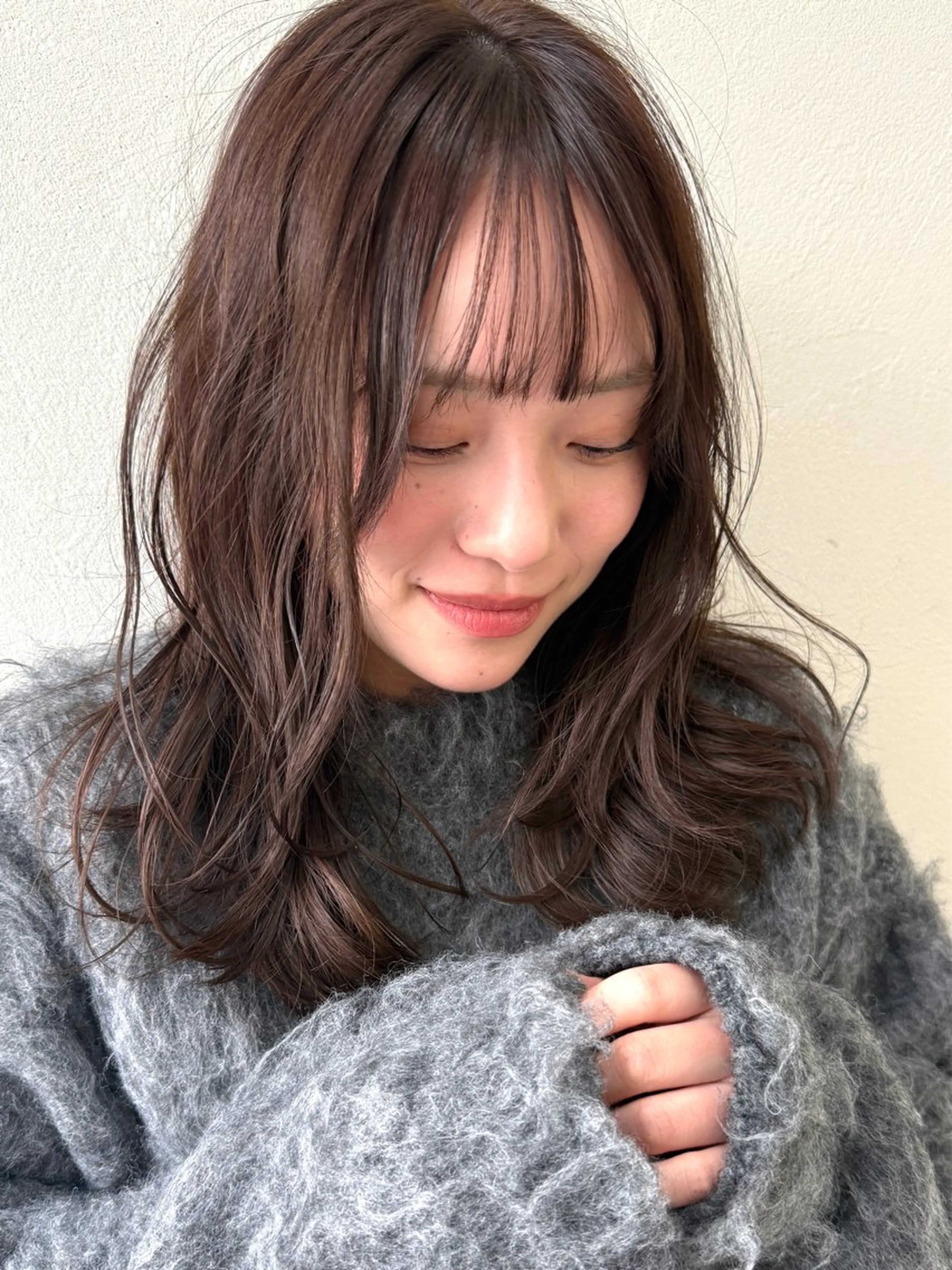 ミディアム カラー ブラウンカラー ボブ 顔まわり/似合わせ/ ミディアム/村瀬浩司のヘアスタイル