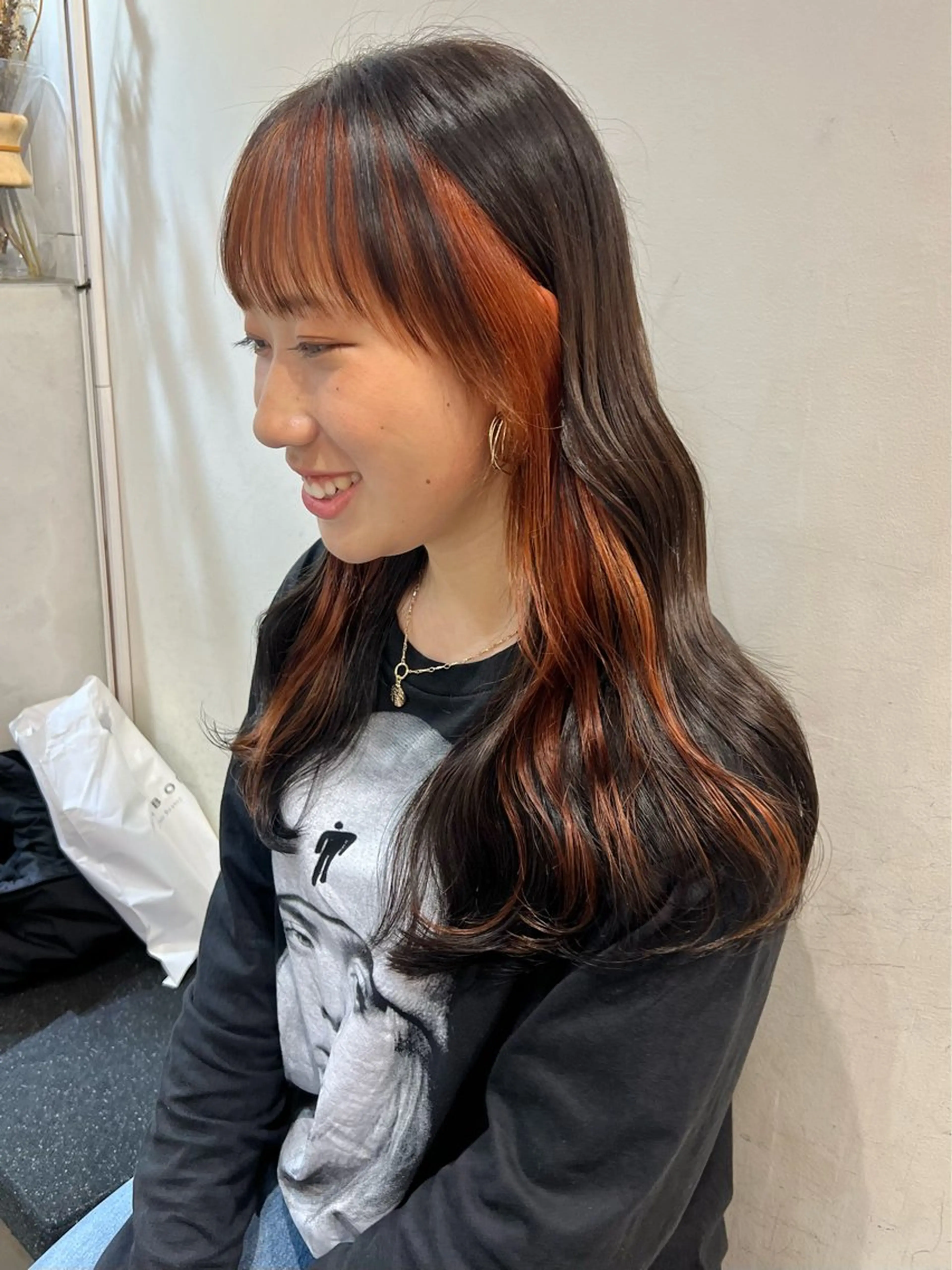 セミロング ヘアカラー 暖色カラー/レイヤー カット☁️MEI☁️のヘアスタイル