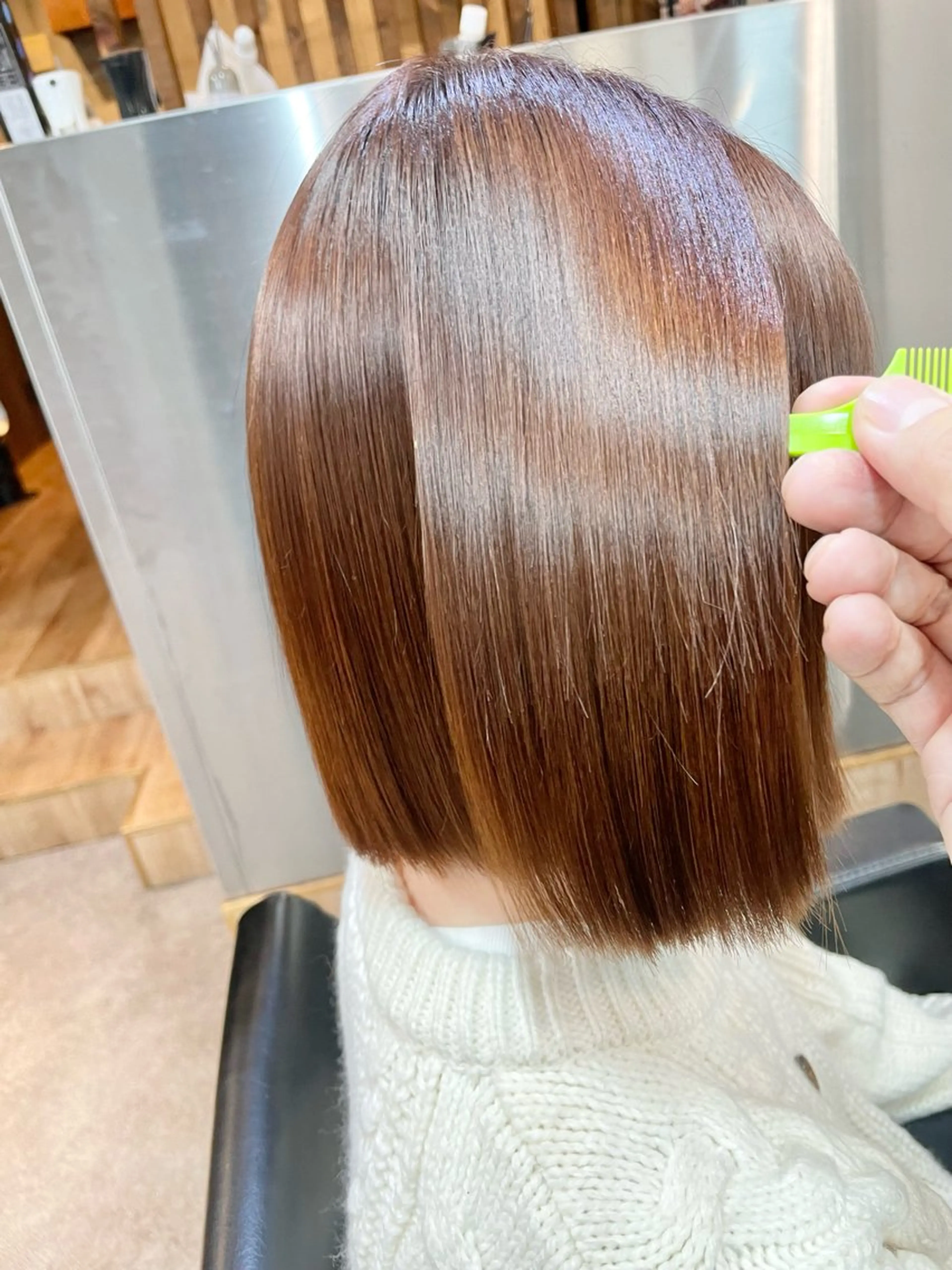 ショート カラー ボブ 縮毛矯正 酸性ストレート カット 縮毛矯正 トリートメント ショートボブ髪質改善 縮毛矯正のプロ山道潤のヘアスタイル