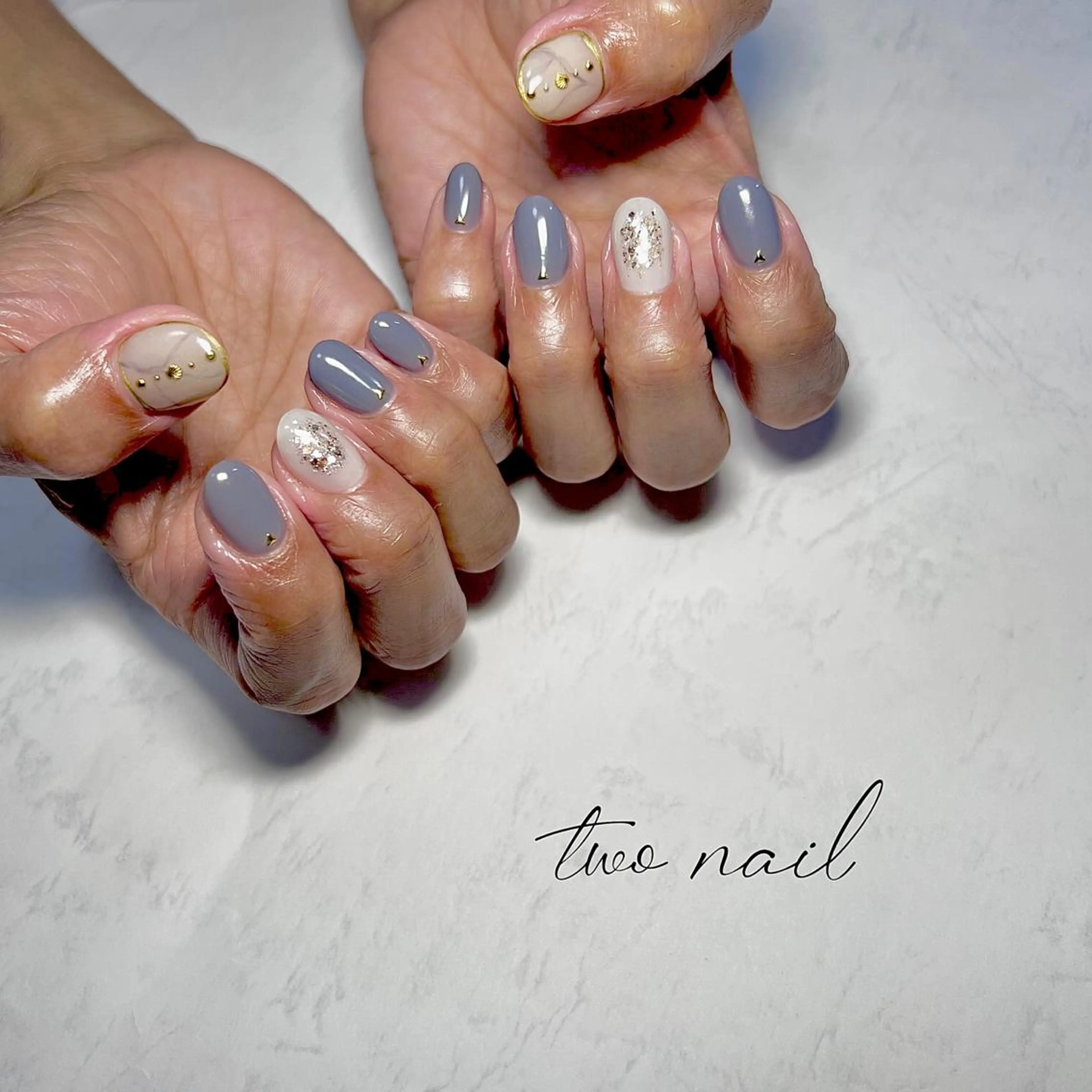 ネイル アートネイル フットネイル ハート ニュアンスネイル ホワイト two nailのネイルデザイン