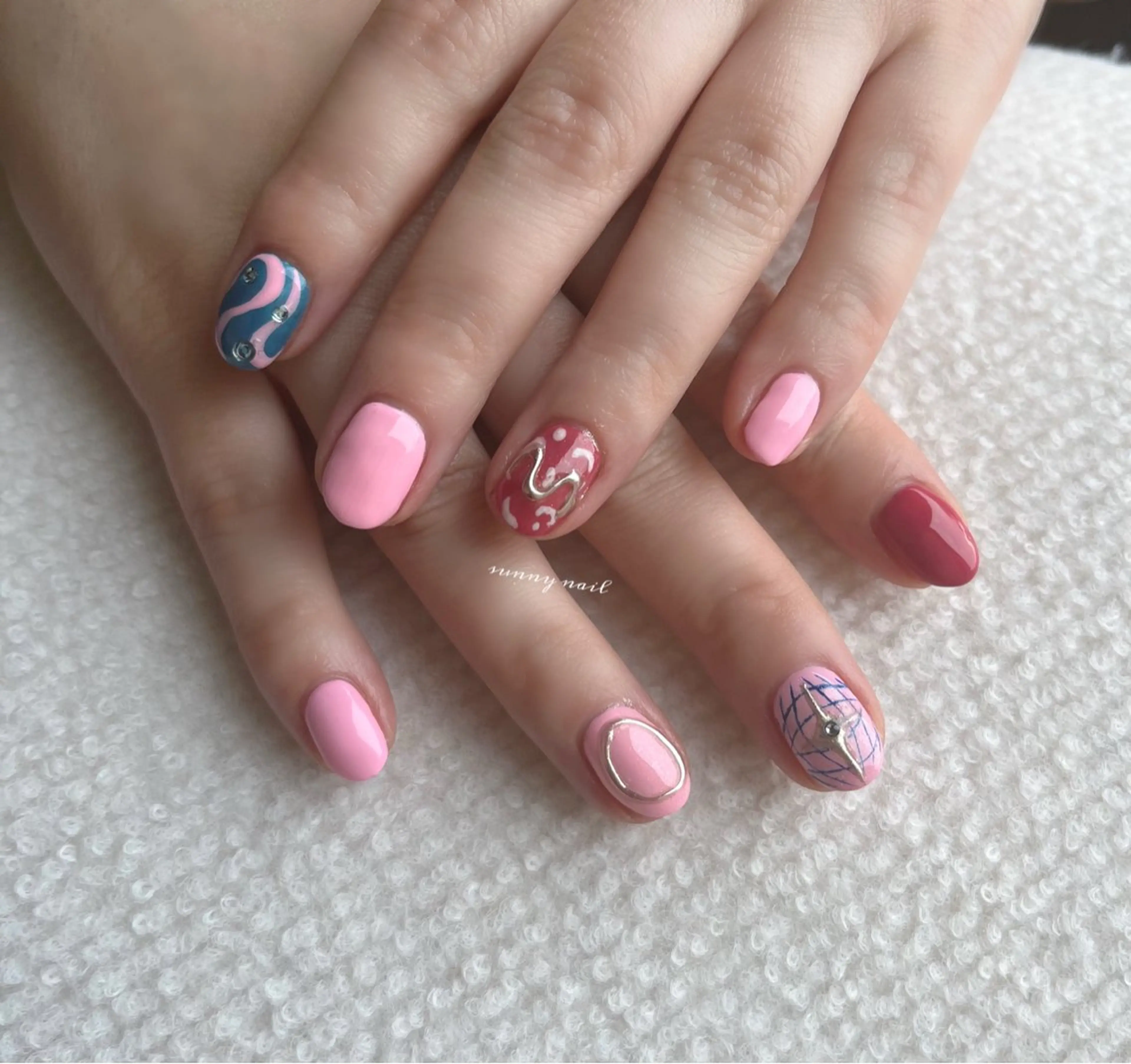 ネイル アートネイル カジュアル ジェルネイル ミラーネイル パラジェル sunny nailのネイルデザイン