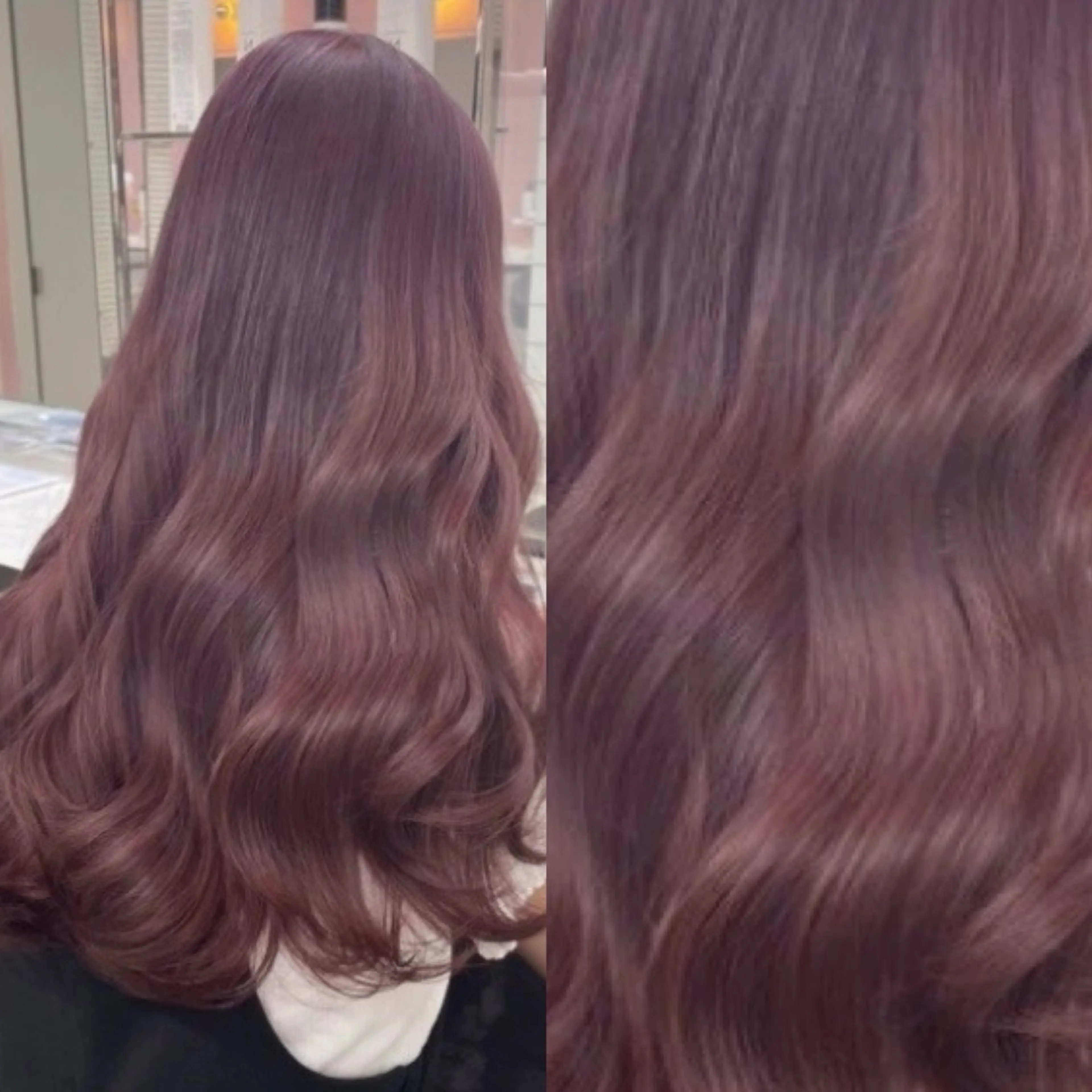 ロング カラー ブリーチ ブリーチなしカラー 髪質改善 トリートメント 💗愛され暖色💗 ピンク/レッド💗のヘアスタイル