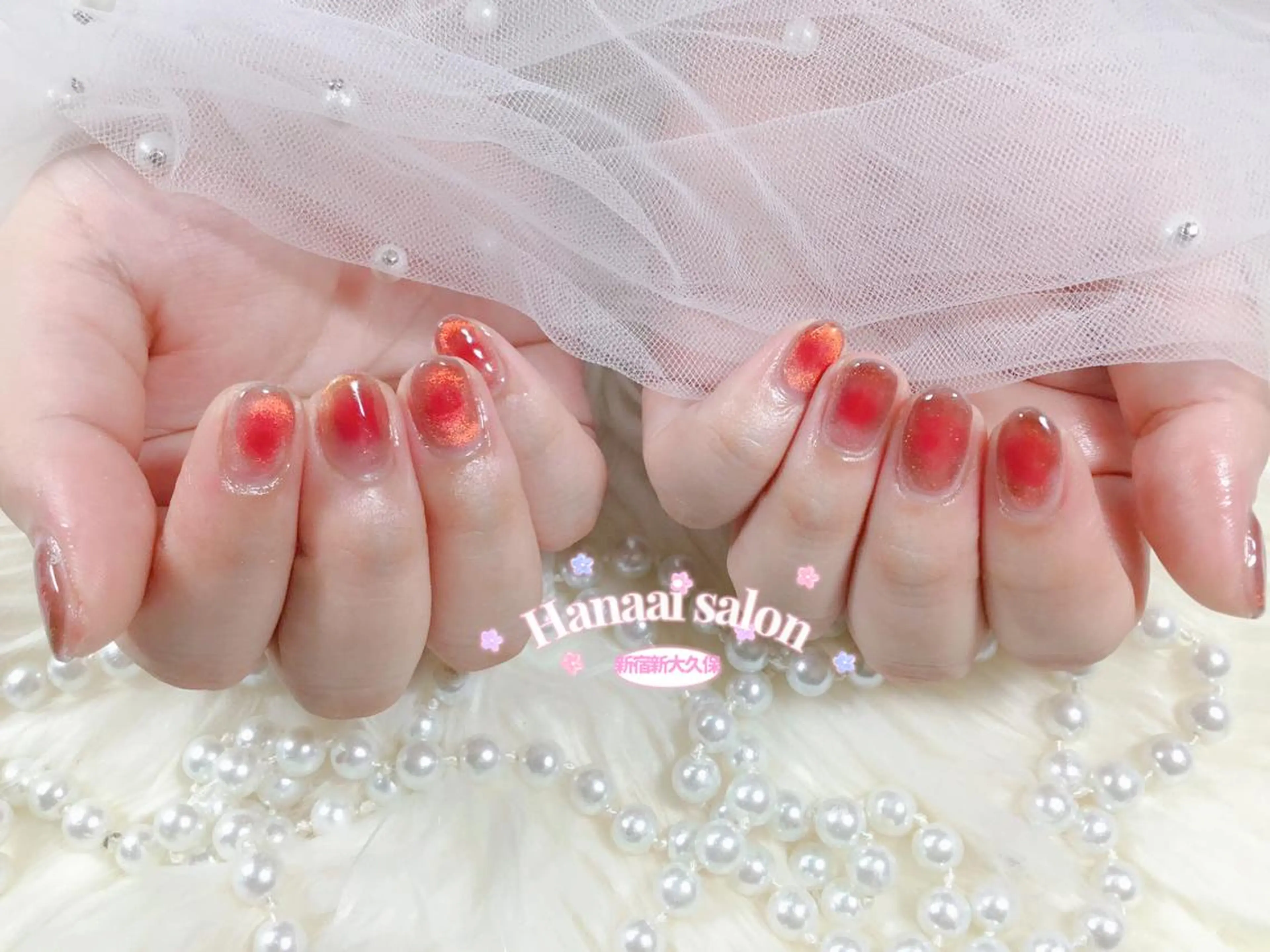 ネイル チークネイル ジェルネイル 韓国ネイル 持ち込み パラジェル ハンドネイル Hanaai Salon新大久保店のネイルデザイン