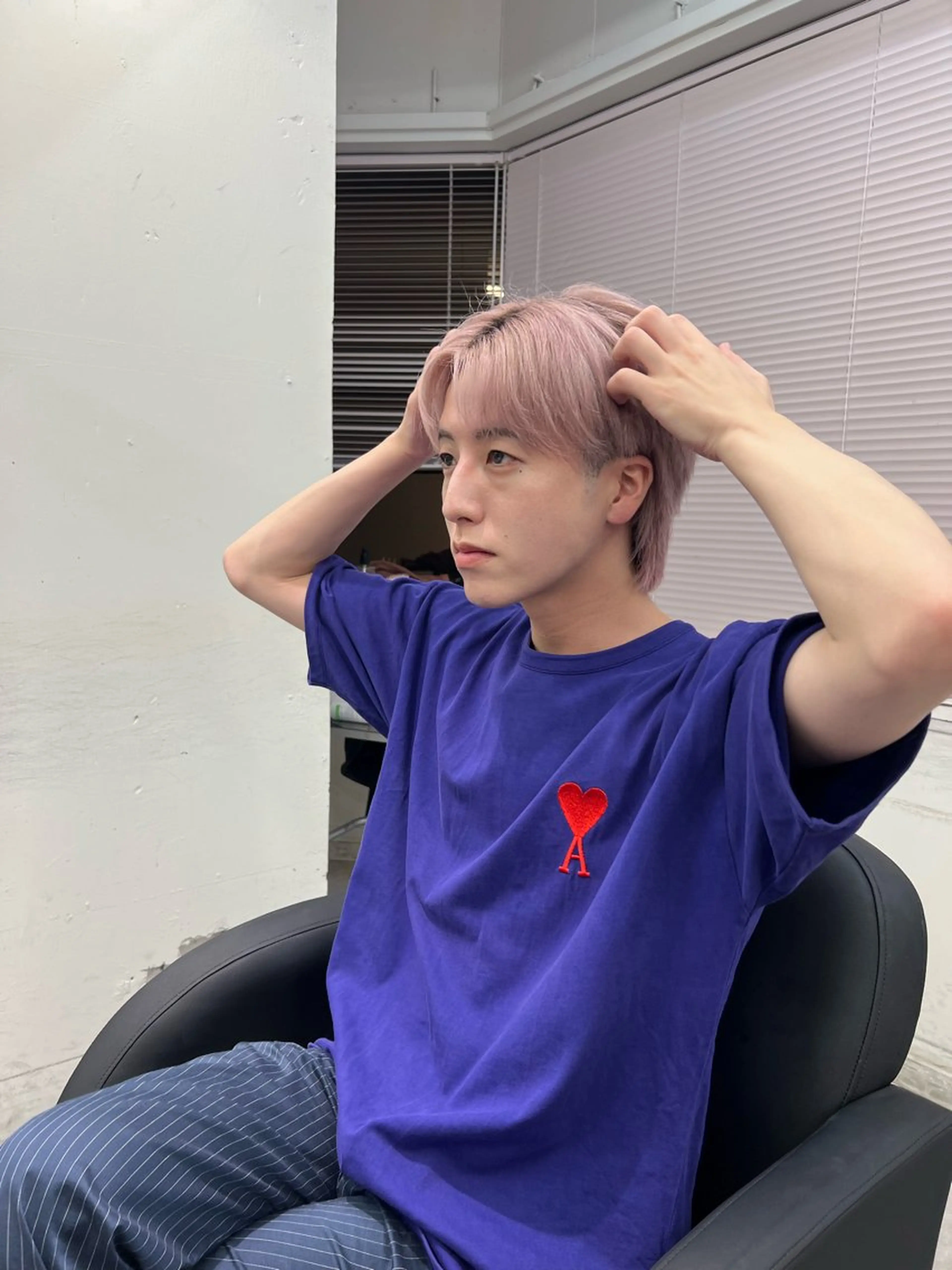 カラー メンズ ピンクカラー ホワイトピンク ヘアカラー PELE所属・透明感ハイトーン🐩 原宿/yumekaのヘアスタイル