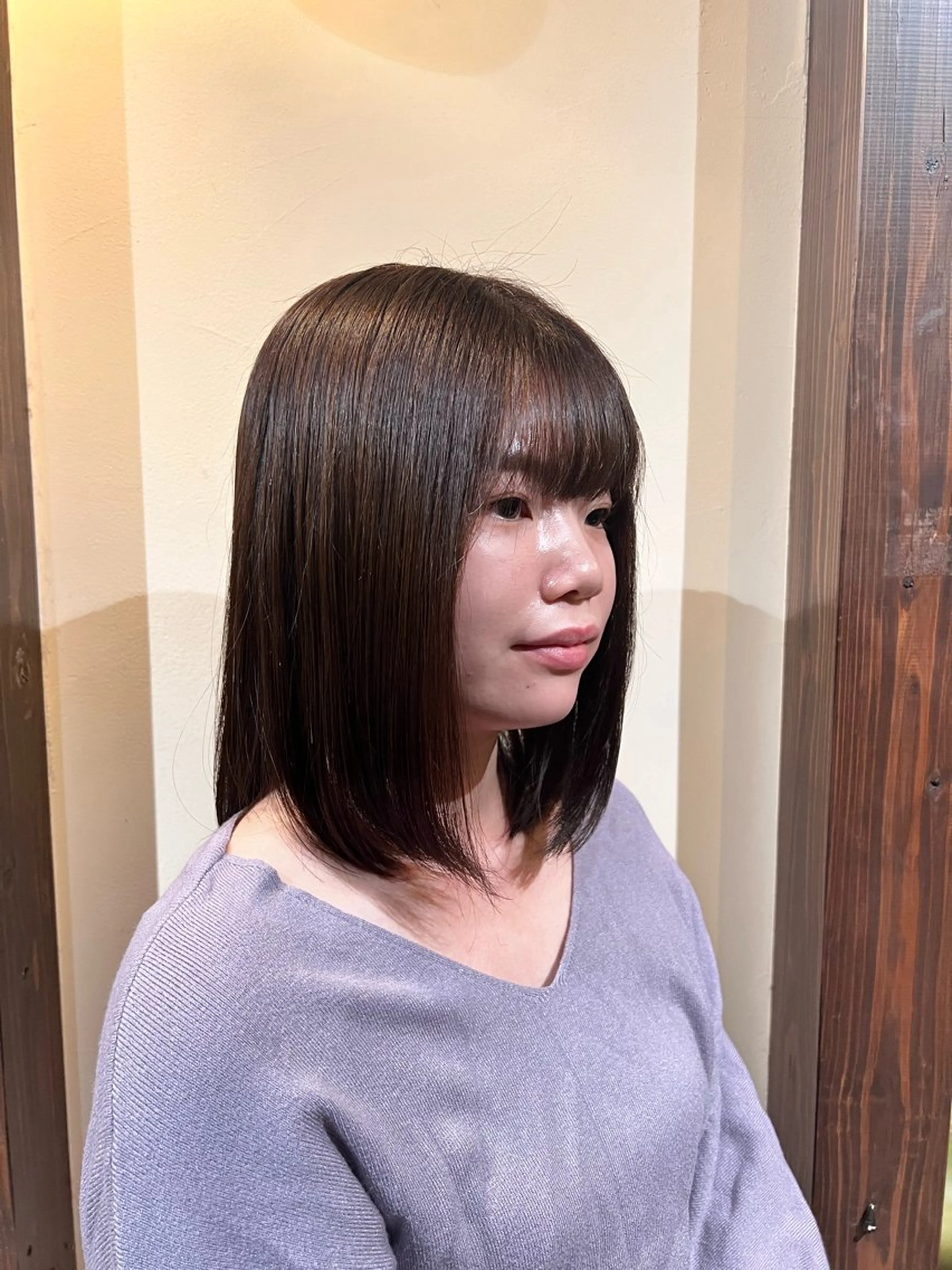 ミディアム カラー ヘアカラー まゆ/髪質改善 ストレート/スパ🫧のヘアスタイル