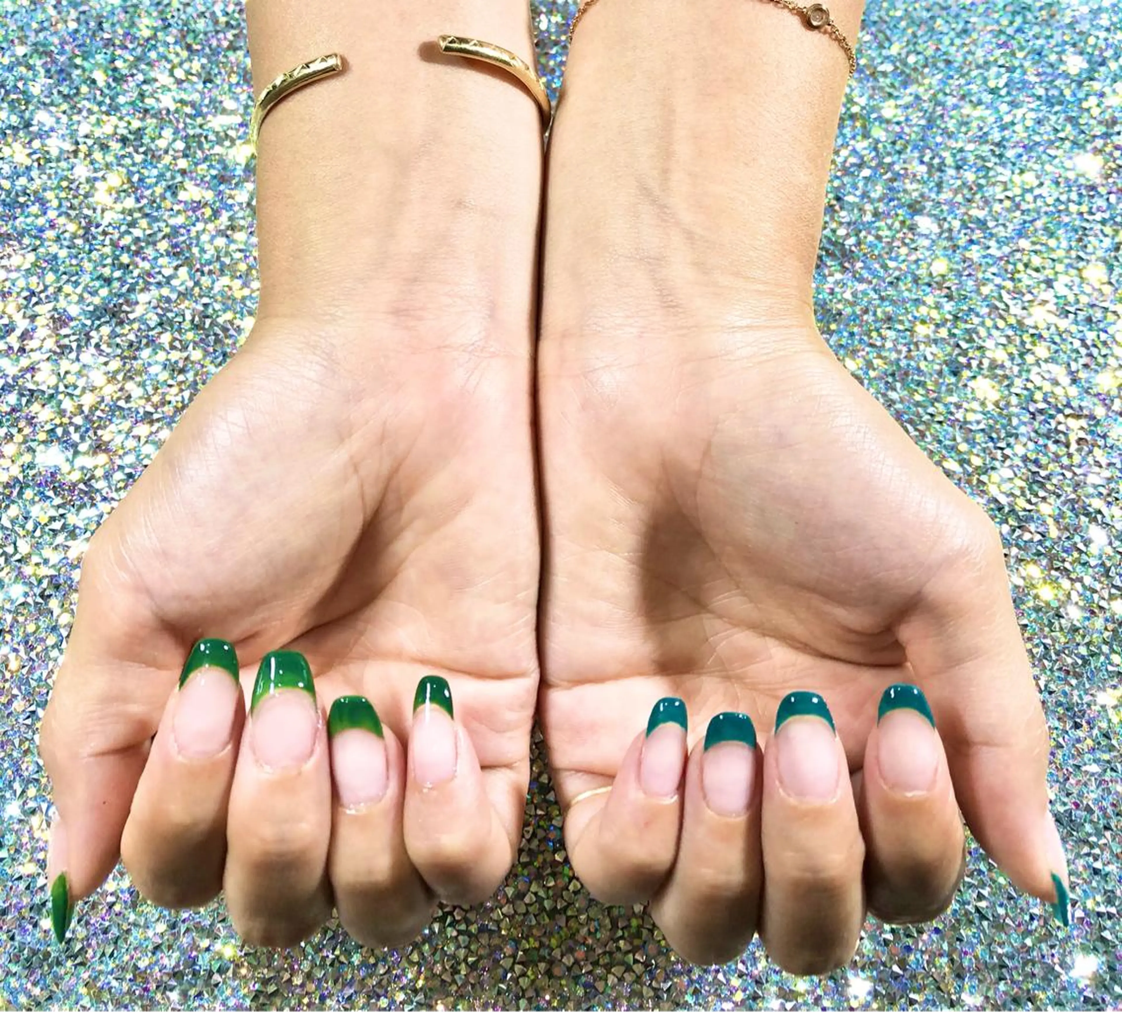 ネイル 長さ出し フレンチネイル ジェルネイル グリーン スカルプネイル ハンドネイル Tairacchi ﾀｲﾗｯﾁのエステ・リラクイメージ