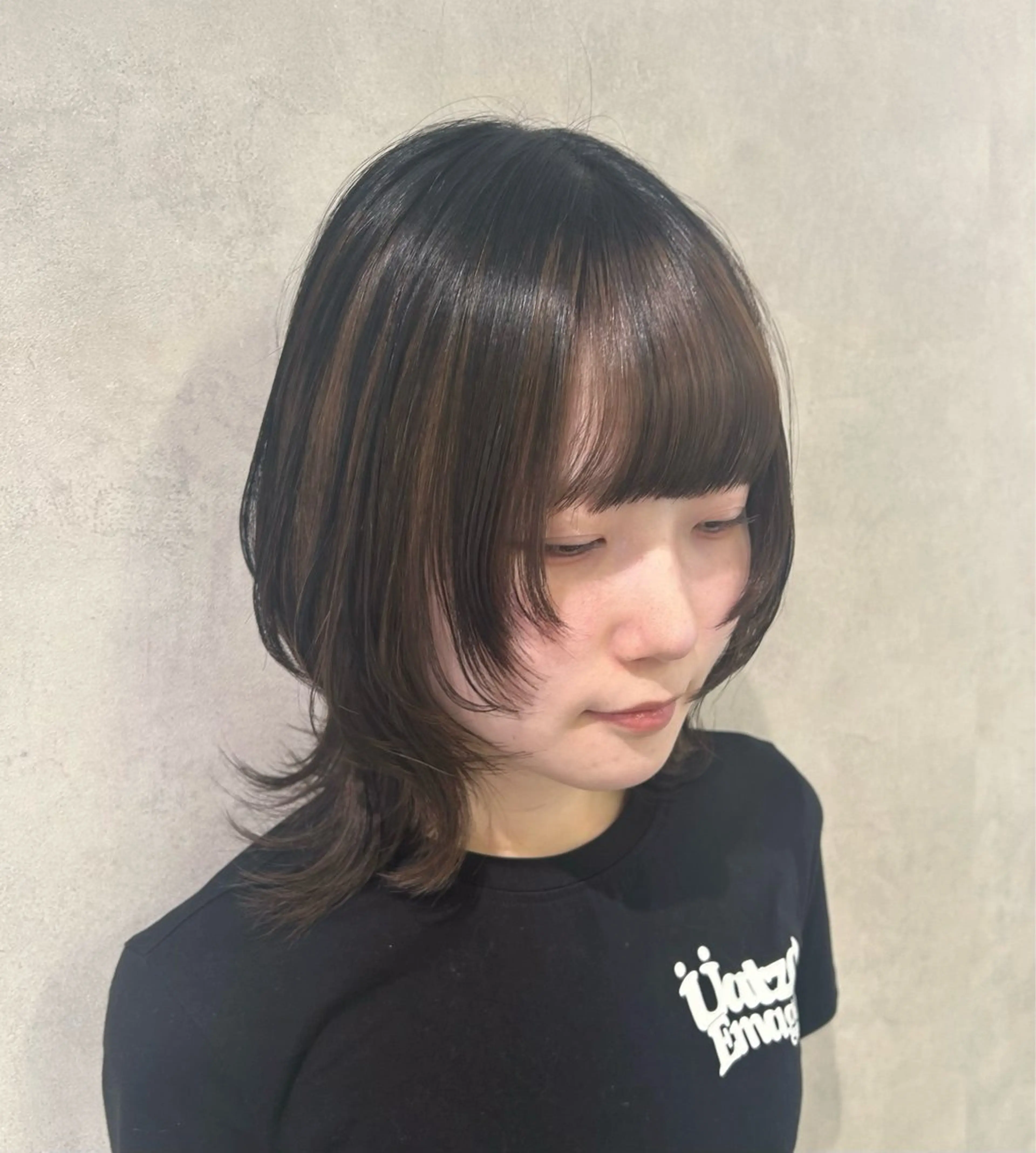 ミディアム ウルフカット カット ボブ/レイヤー/ ダブルカラー/みのりのヘアスタイル