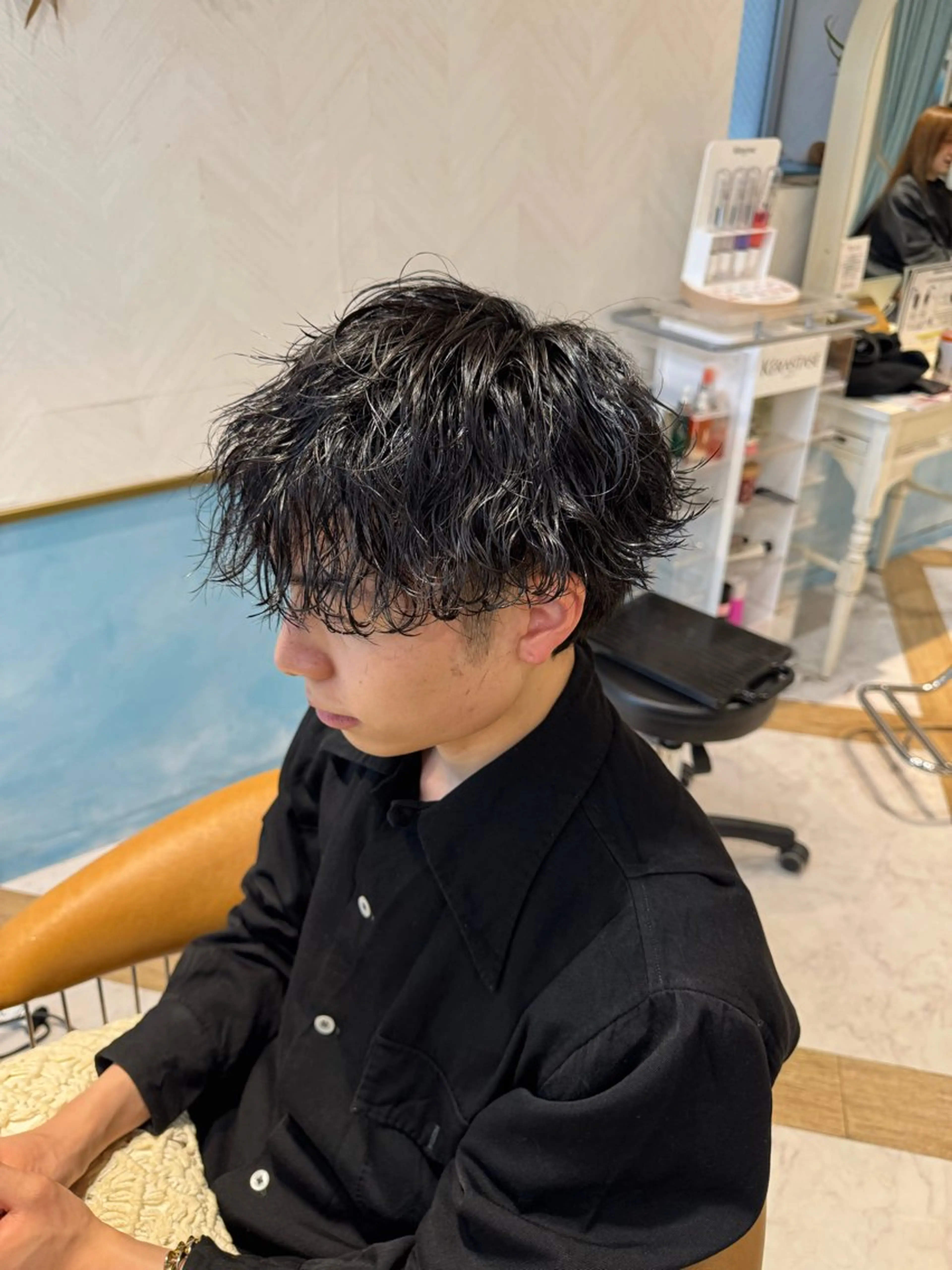 ミディアム パーマ メンズ カット パーマ ハクヤ心斎橋 パーマ/縮毛矯正のヘアスタイル