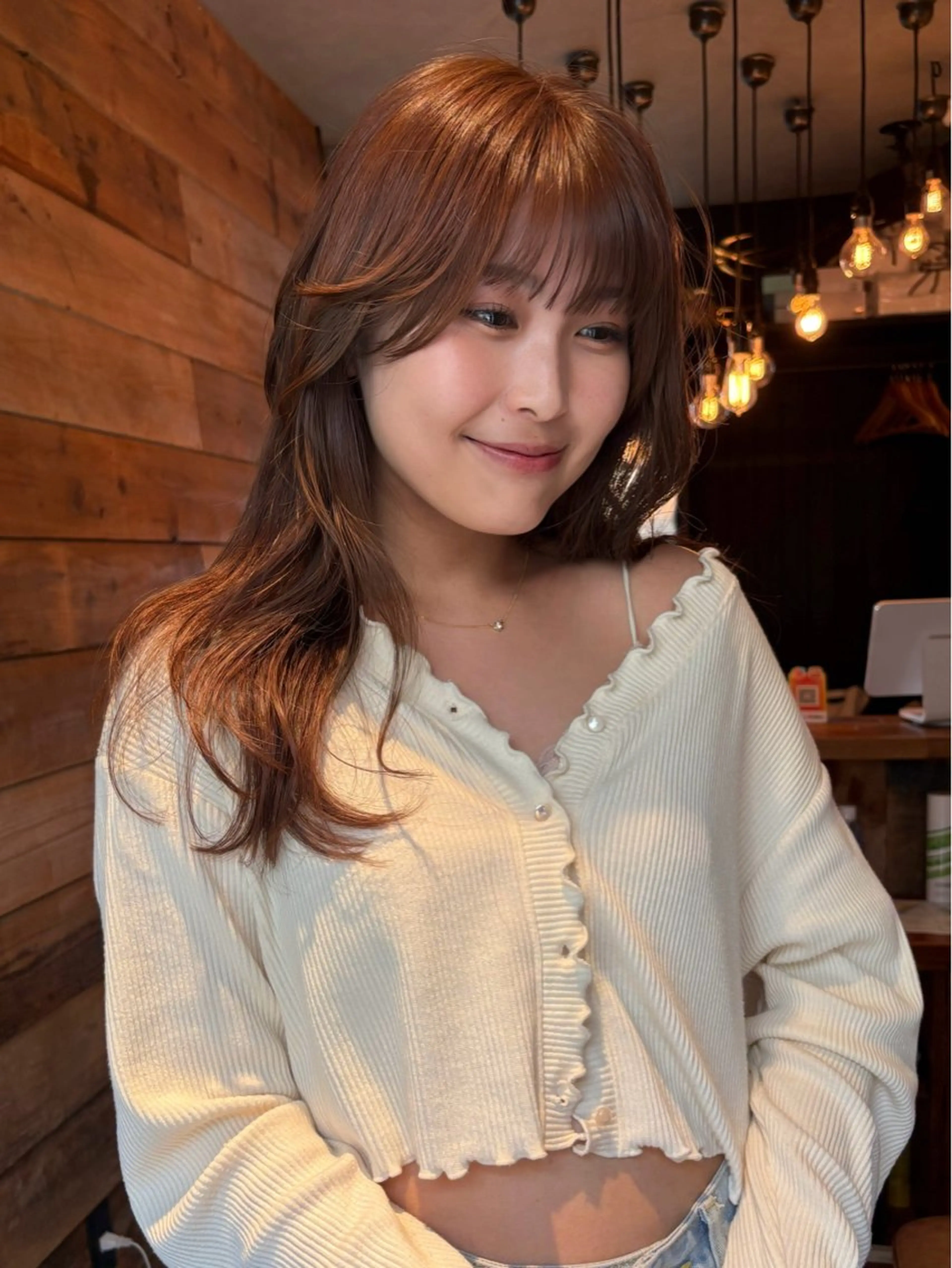 セミロング カラー パーマ カット ヘアカラー レイヤー/透明感/ ブリーチなし/わかなのヘアスタイル